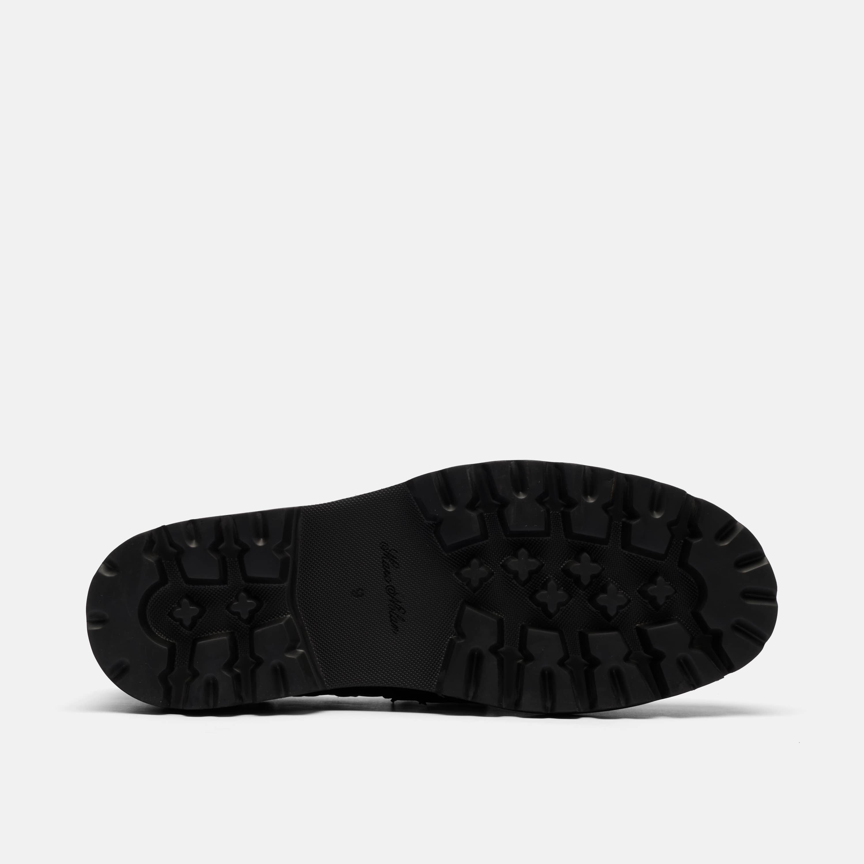 Adler Black Woven Leather Lug Penny Loafers