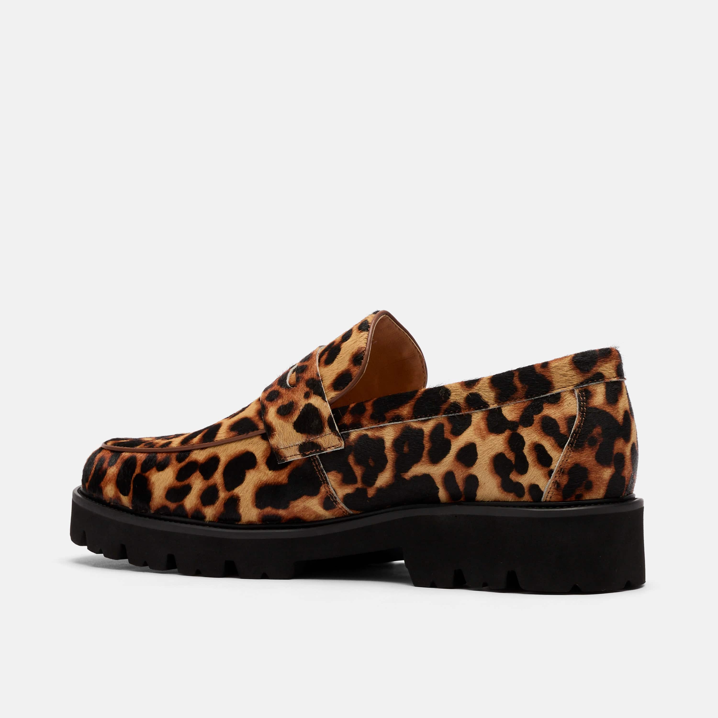 Adler Leopard Suede Lug Penny Loafers