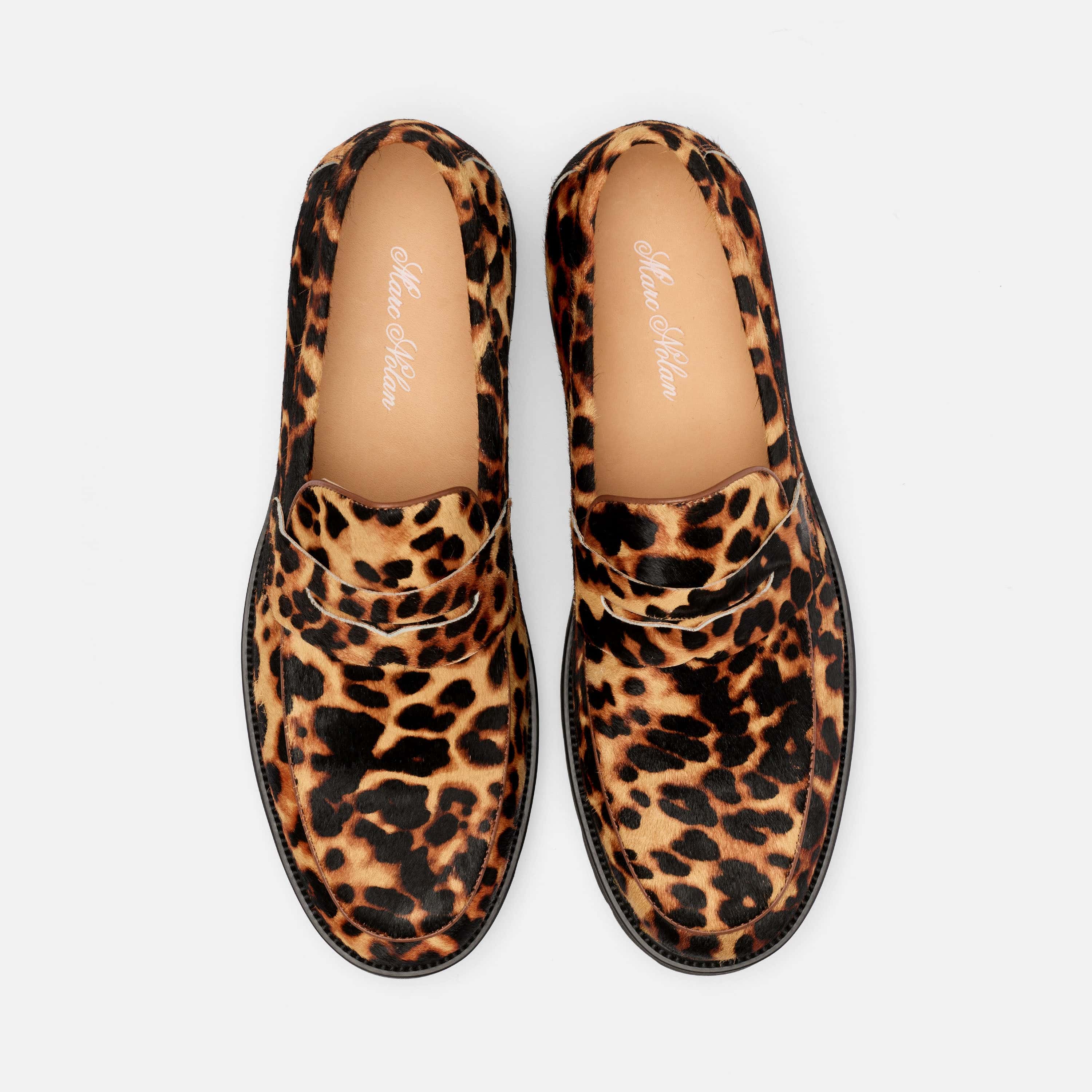 Adler Leopard Suede Lug Penny Loafers