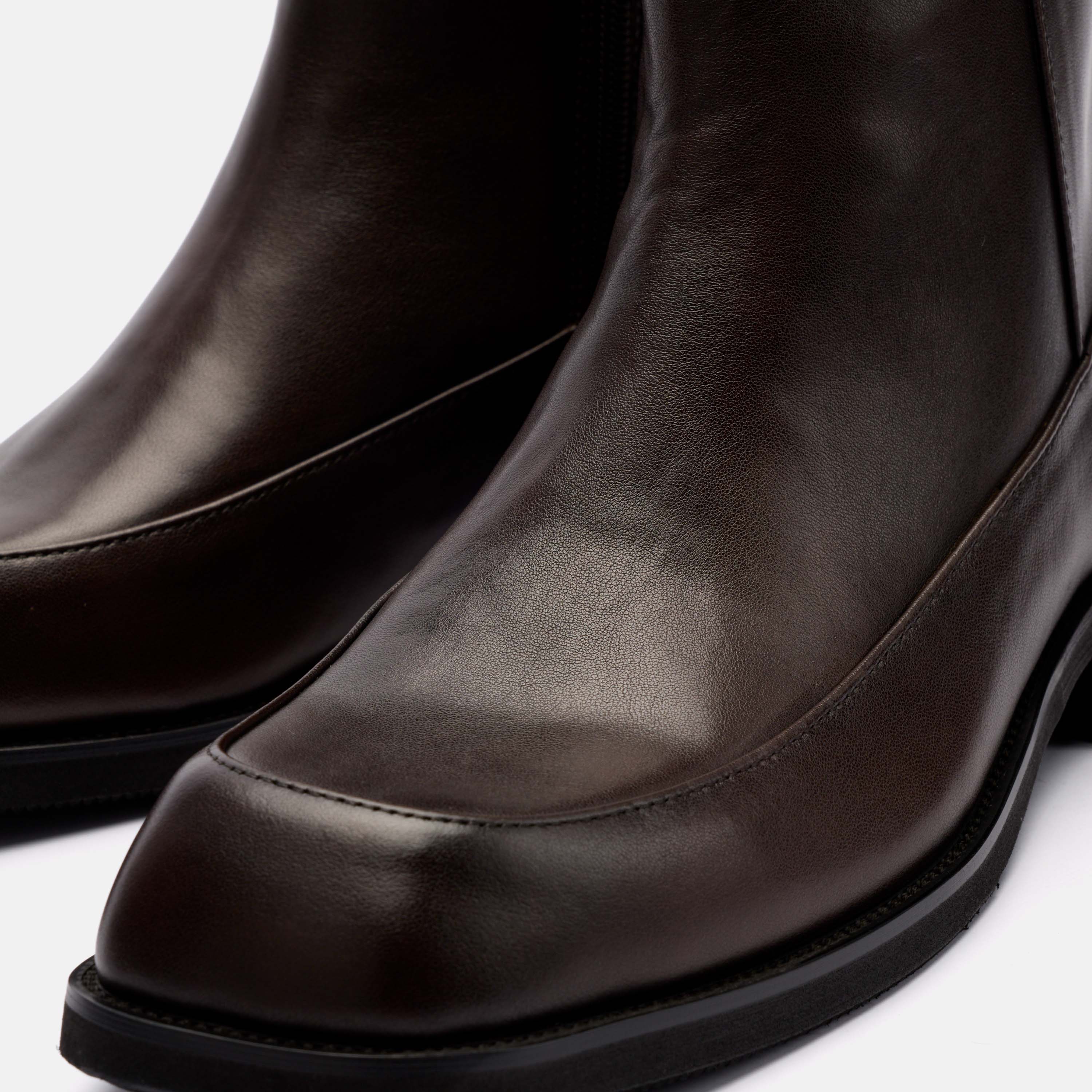 Admiral Brown Distressed Leather Square Toe Side Zip Boots