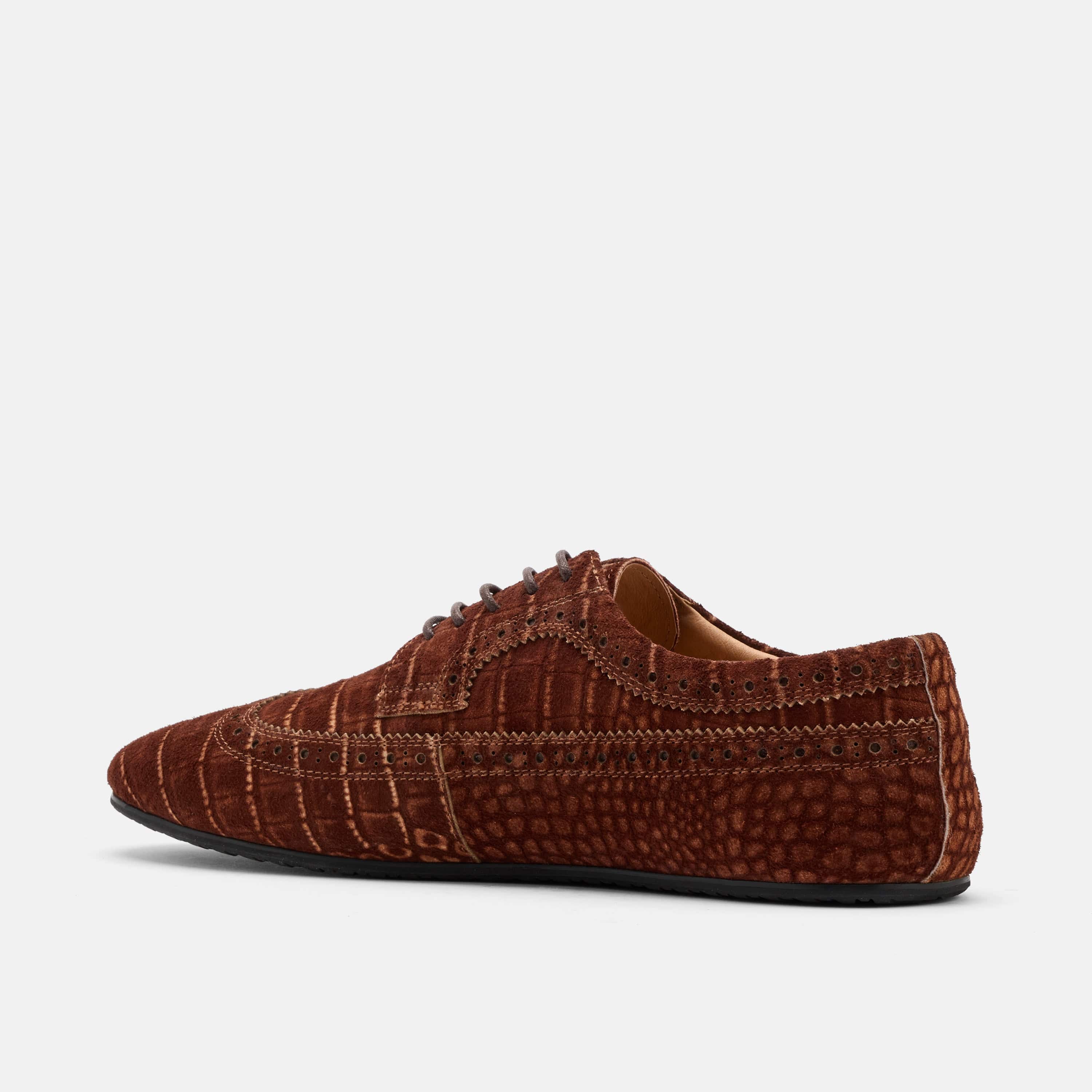 Alexander Brown Croc Suede Ballerina Longwing Sneakers