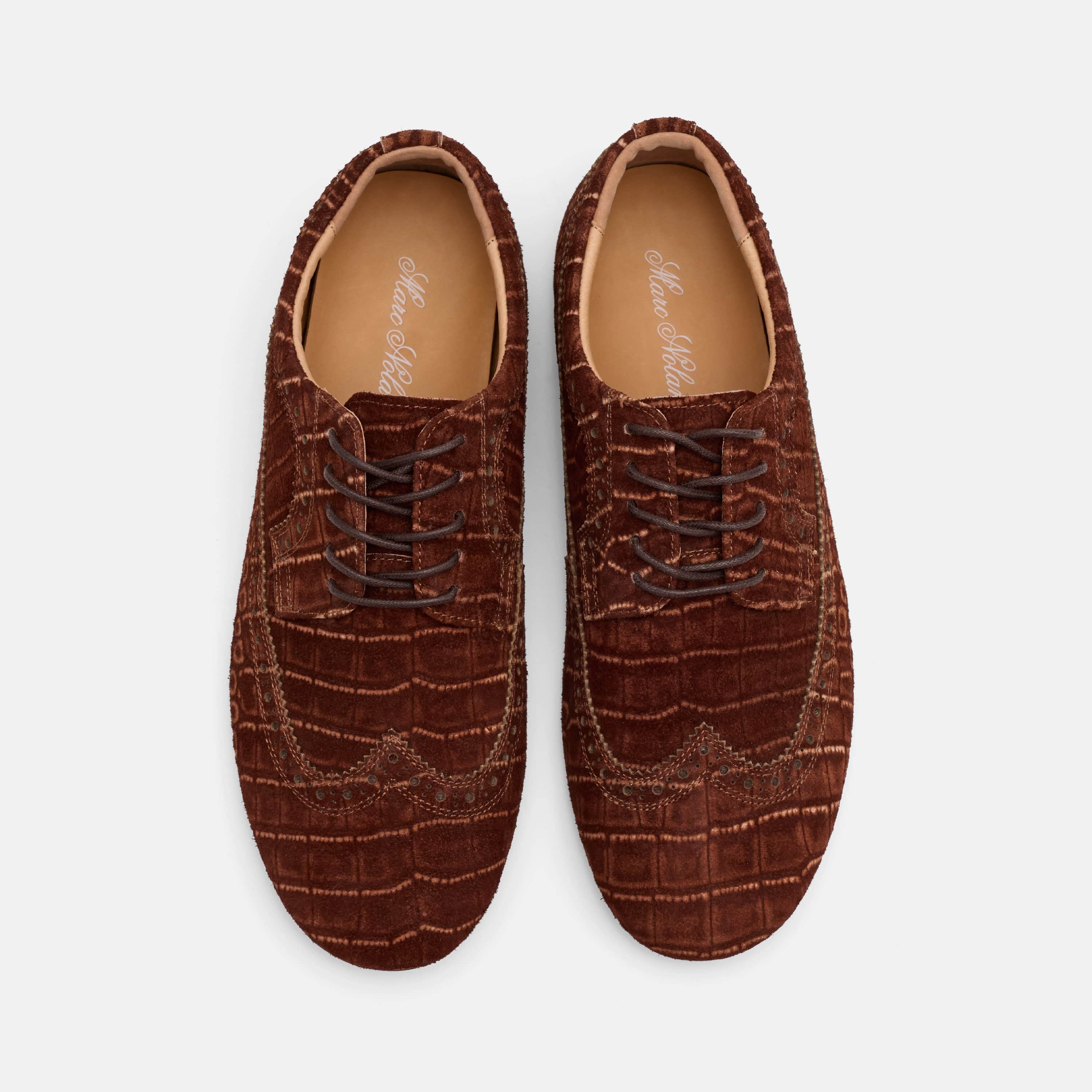 Alexander Brown Croc Suede Ballerina Longwing Sneakers