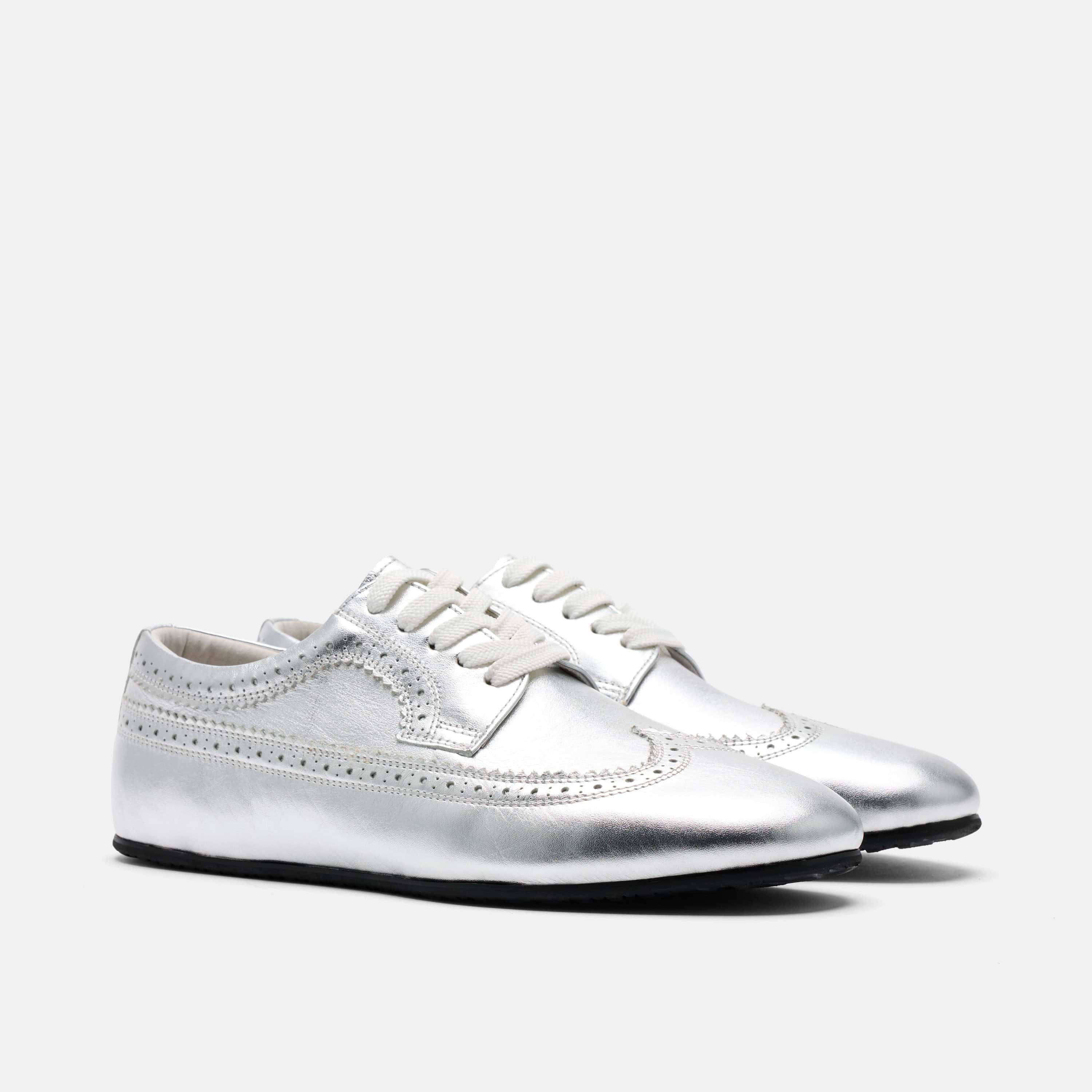 Alexander Silver Leather Ballerina Longwing Sneakers