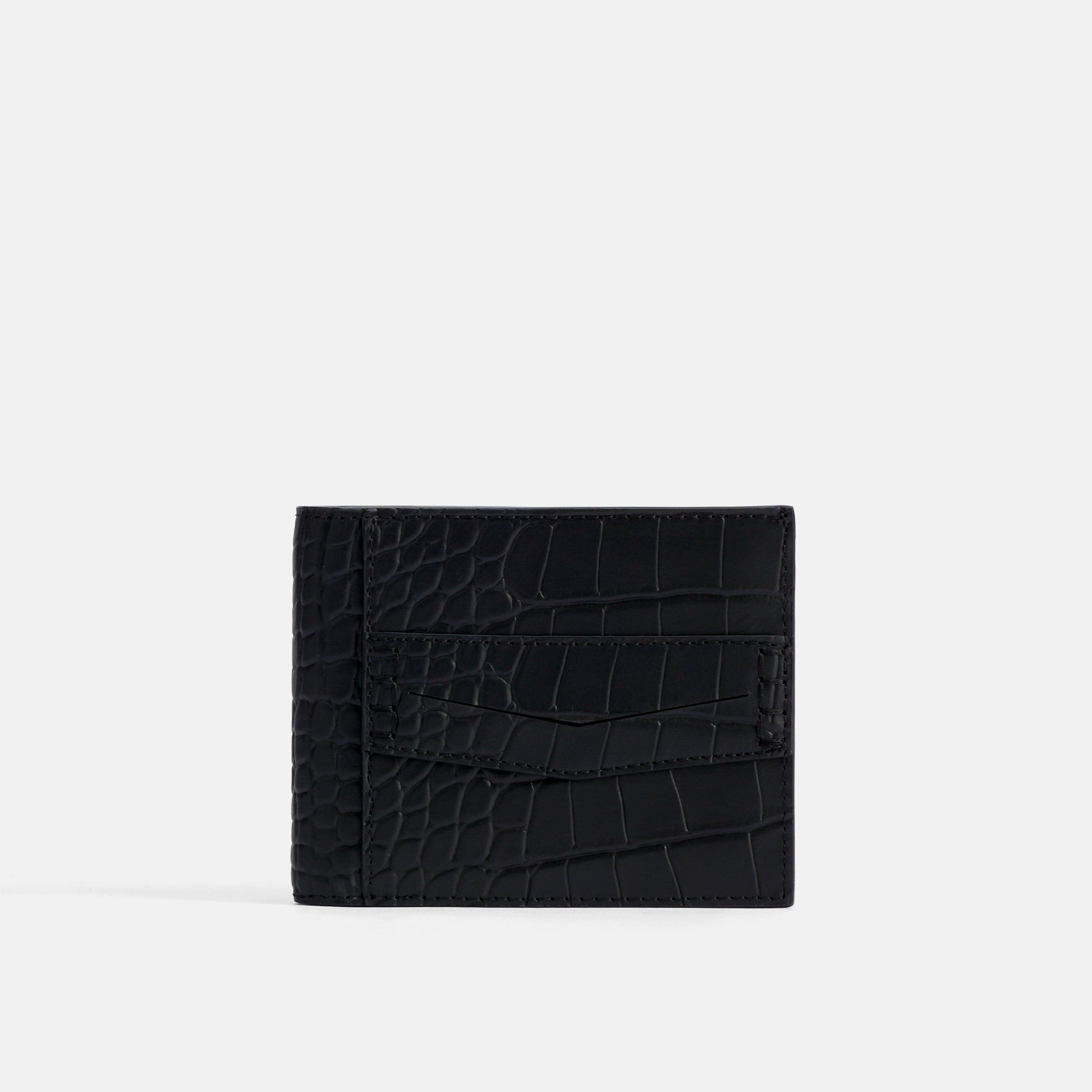 Marc Nolan Leather Bi-Fold Wallet - Black Crocskin