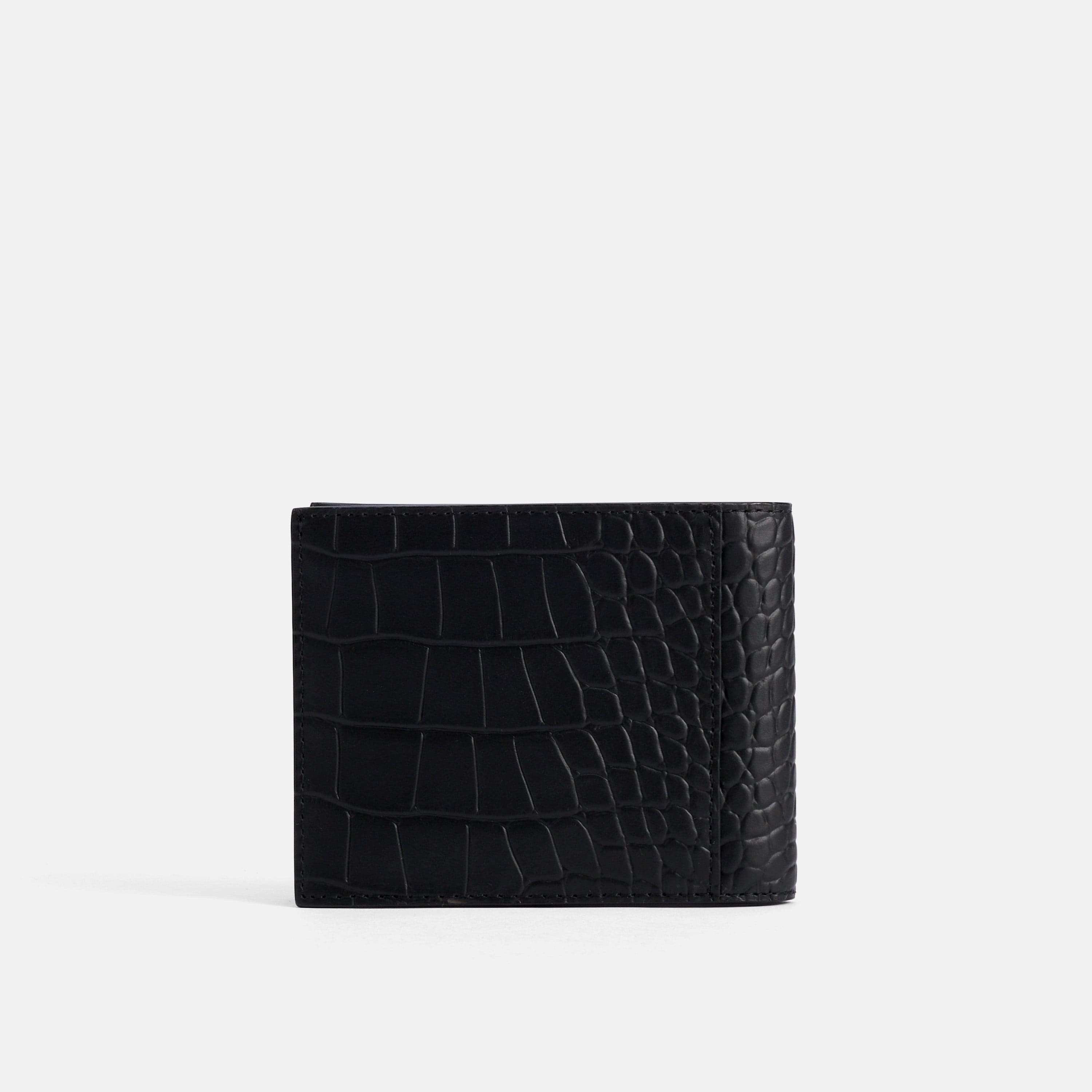 Marc Nolan Leather Bi-Fold Wallet - Black Crocskin