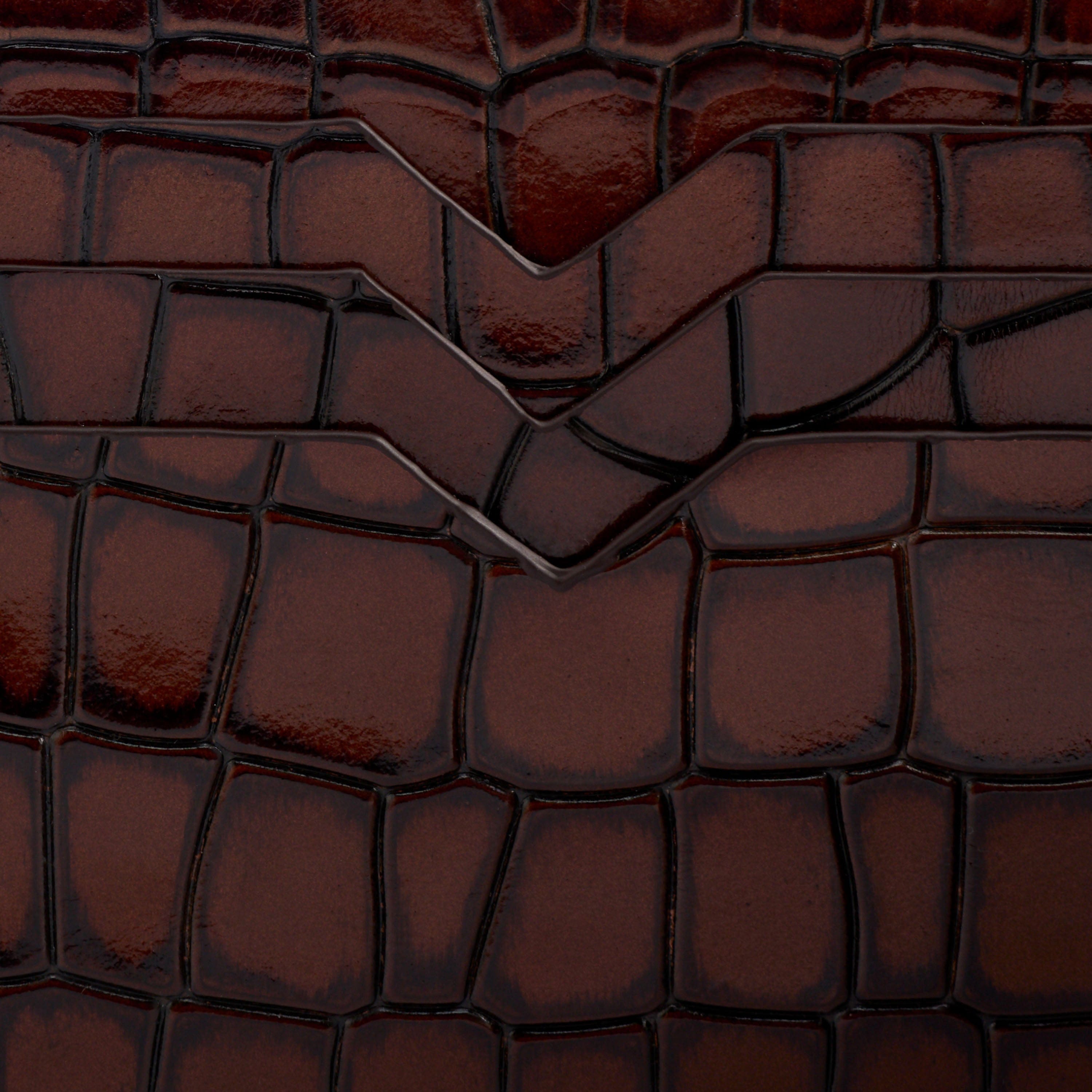 Marc Nolan Leather Bi-Fold Wallet - Brown Crocskin