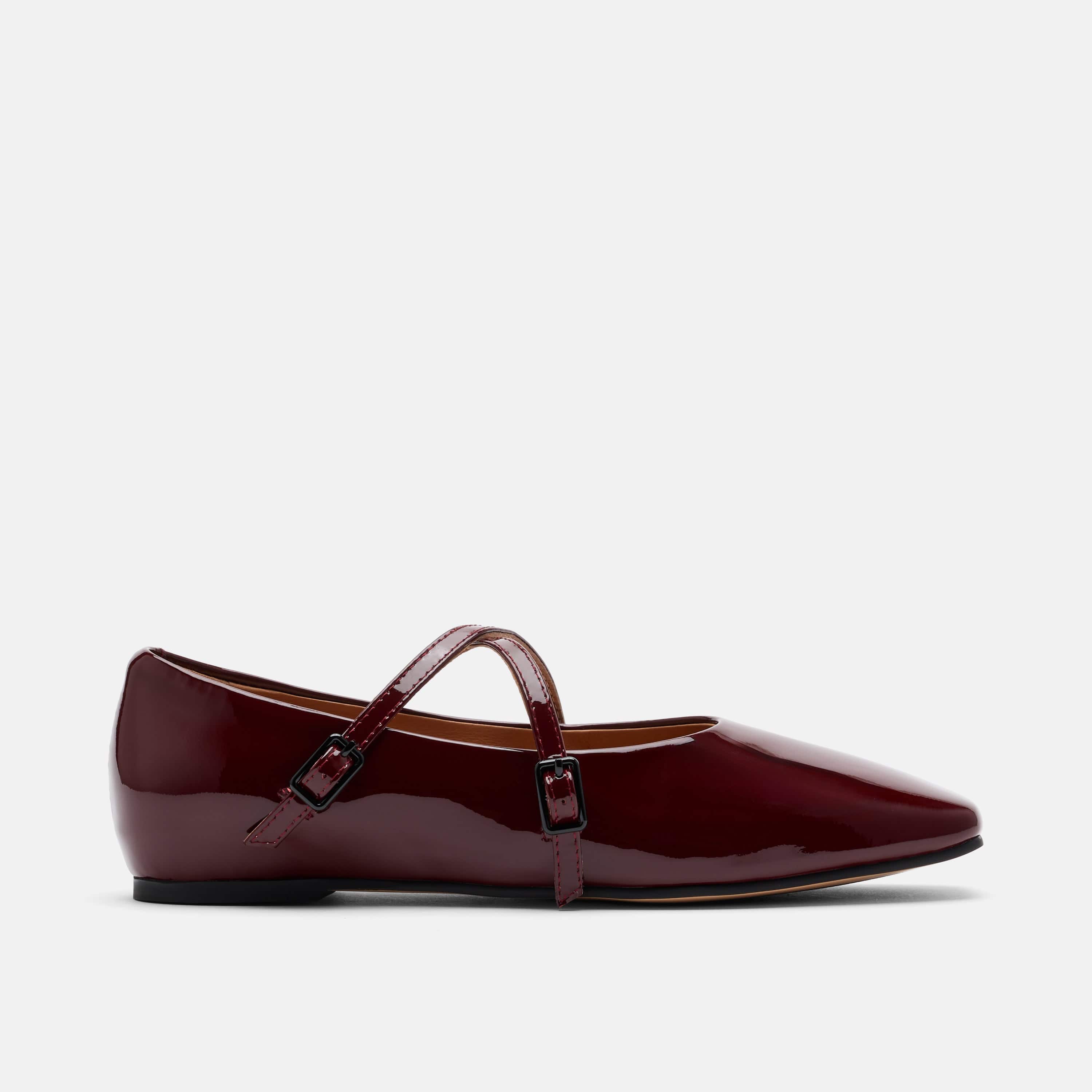 Billie Burgundy Patent Leather Mary Jane Flats