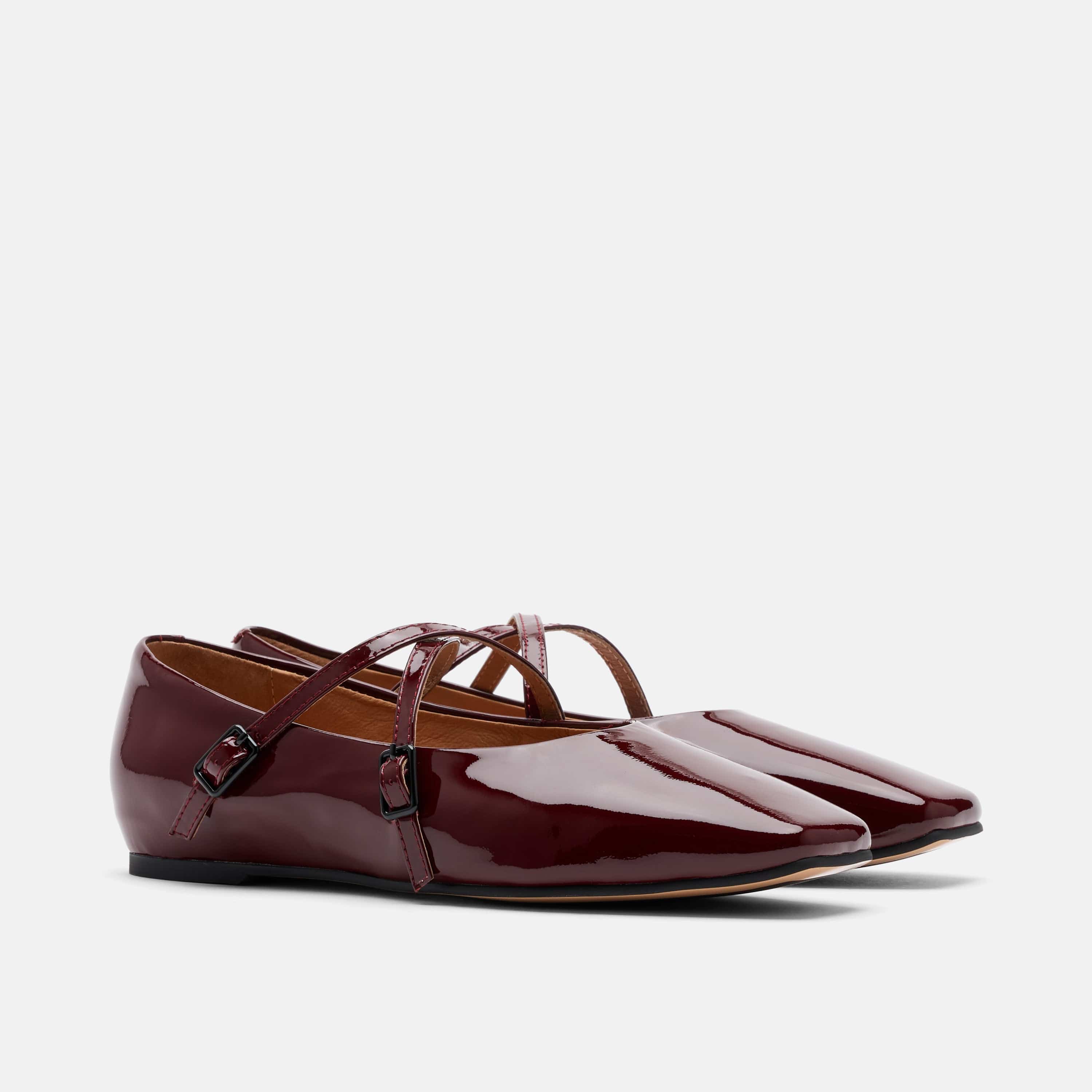 Billie Burgundy Patent Leather Mary Jane Flats
