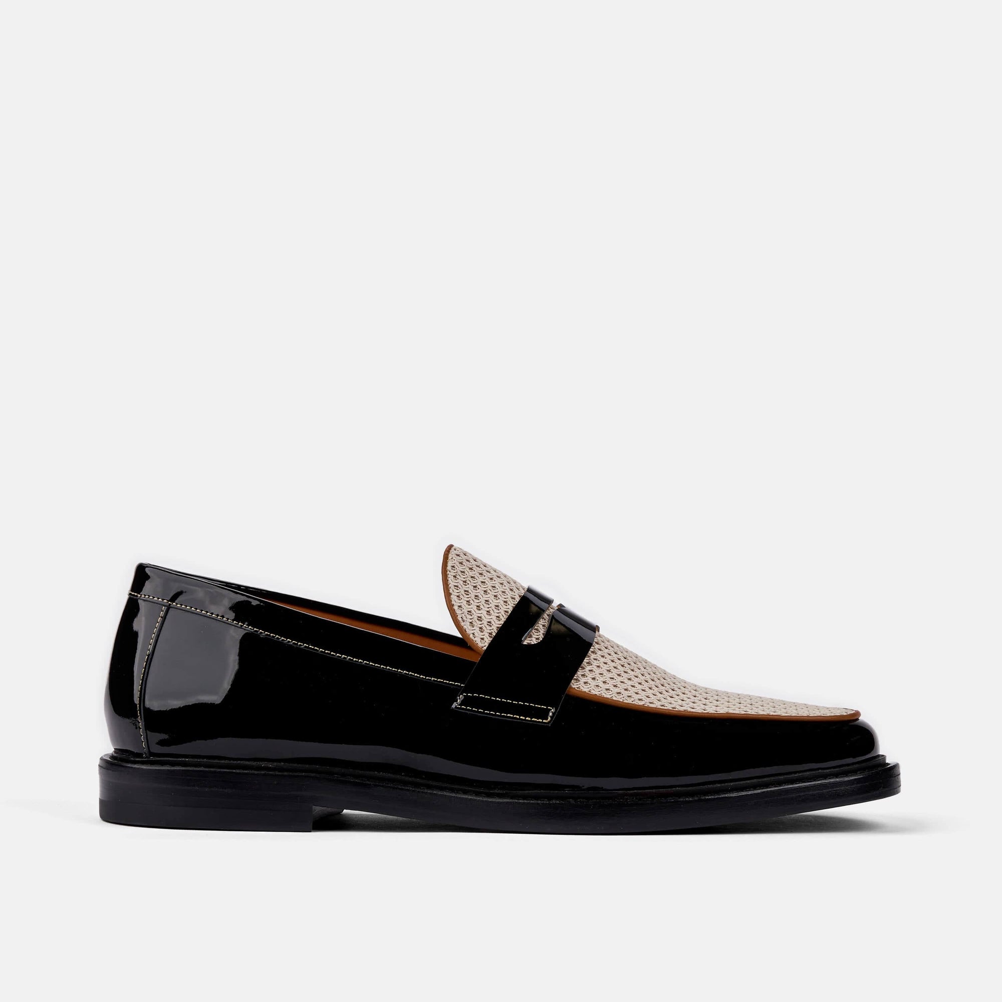 Calum Black Patent Leather Penny Loafers