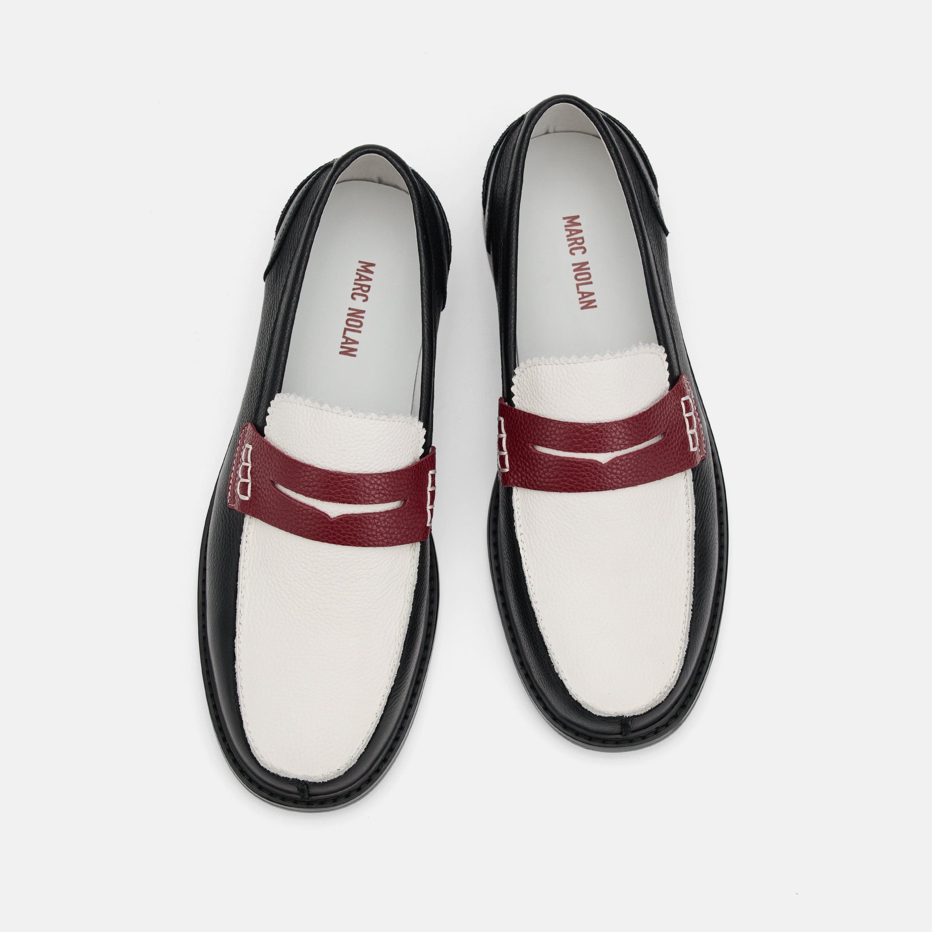 Calum Black/White/Red Leather Penny Loafers