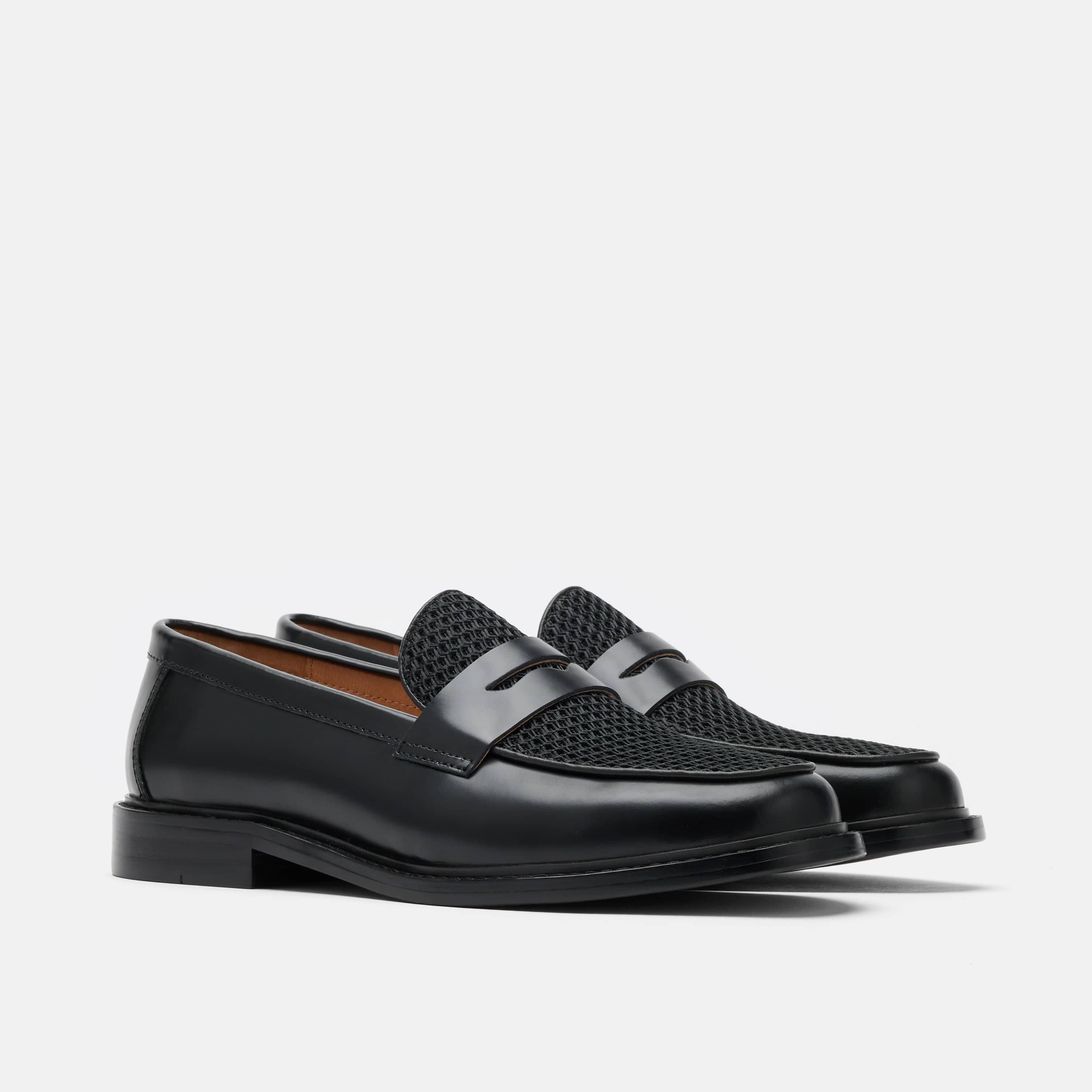 Ms. Calum Black Leather Penny Loafers