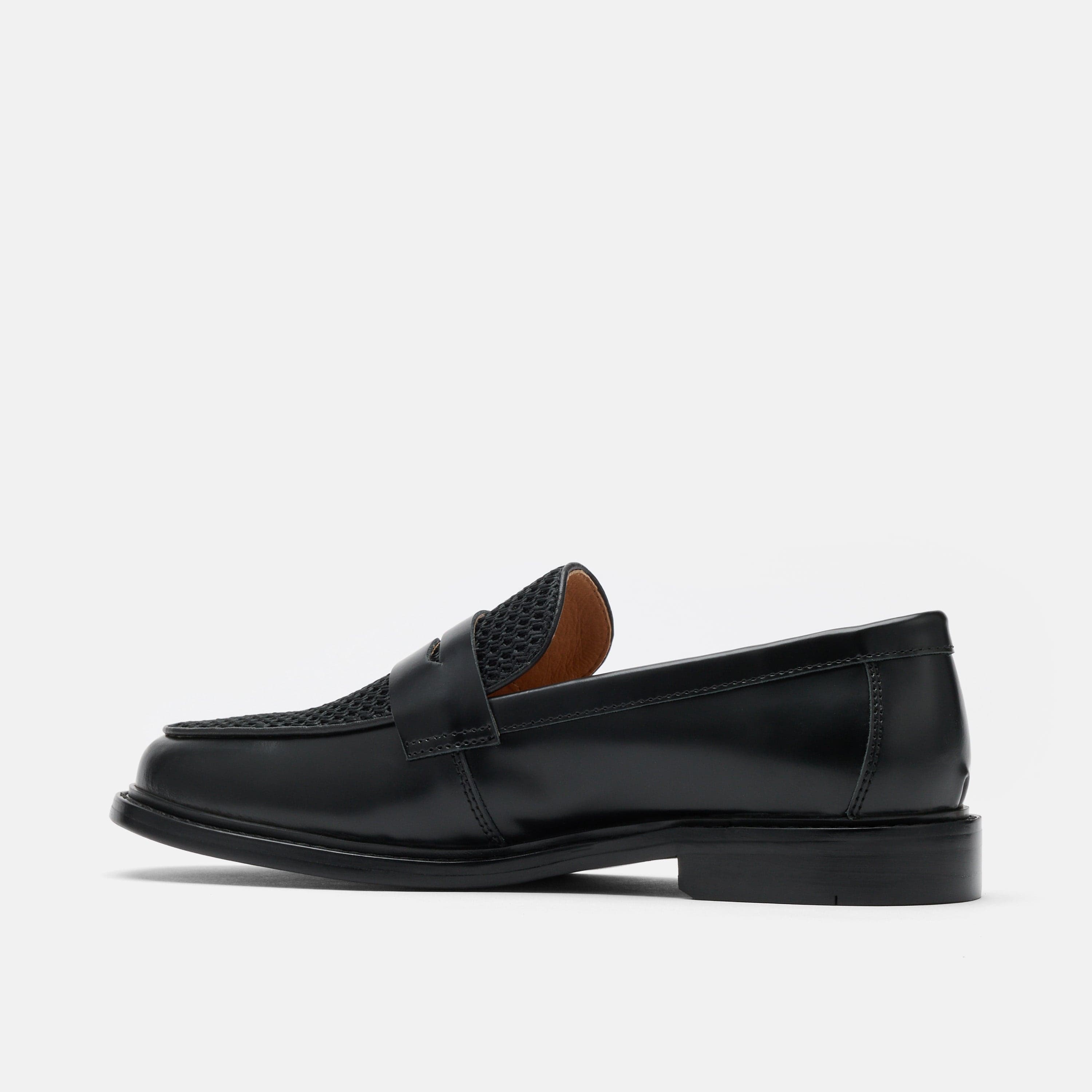 Ms. Calum Black Leather Penny Loafers