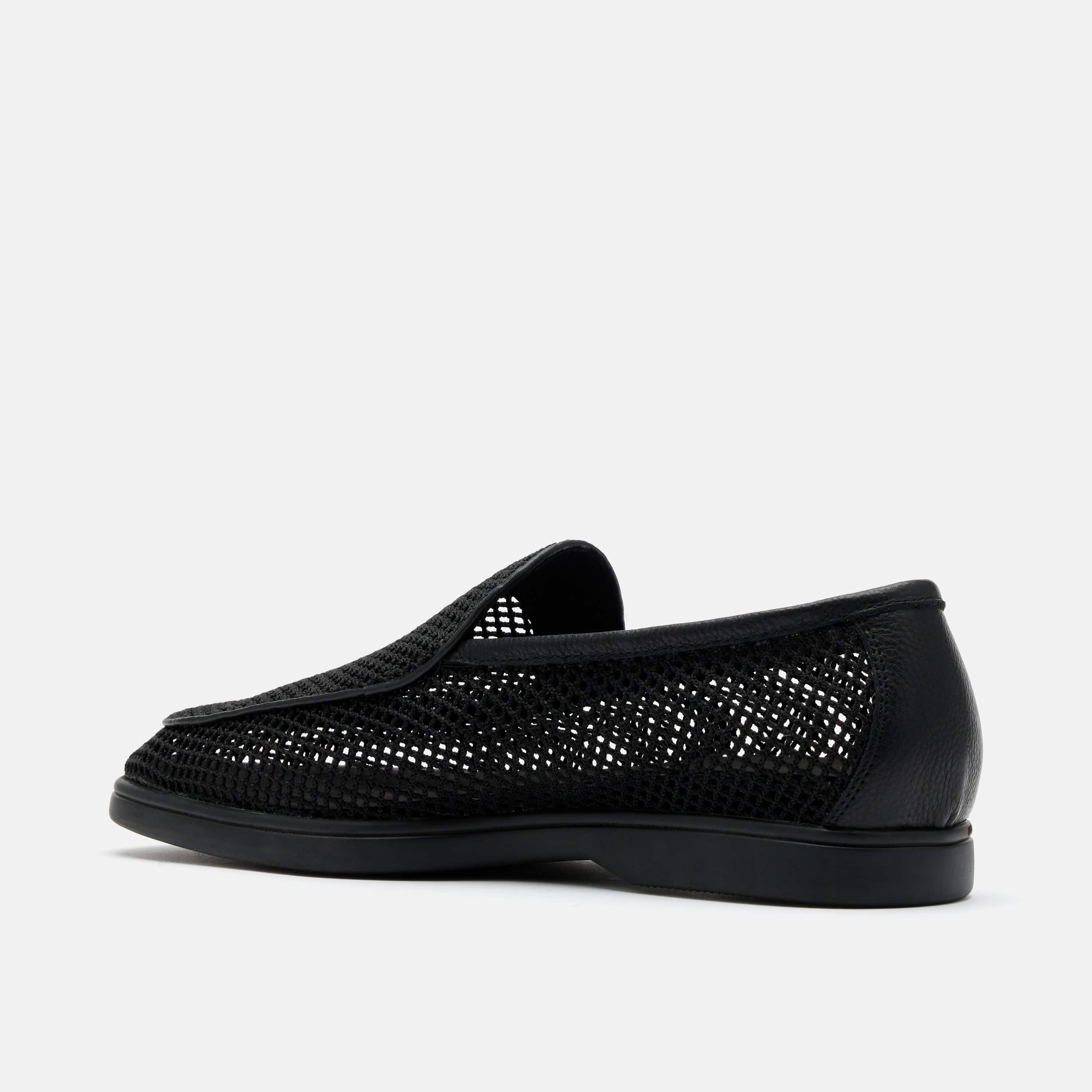 Alessandro Black Mesh Venetian Loafers