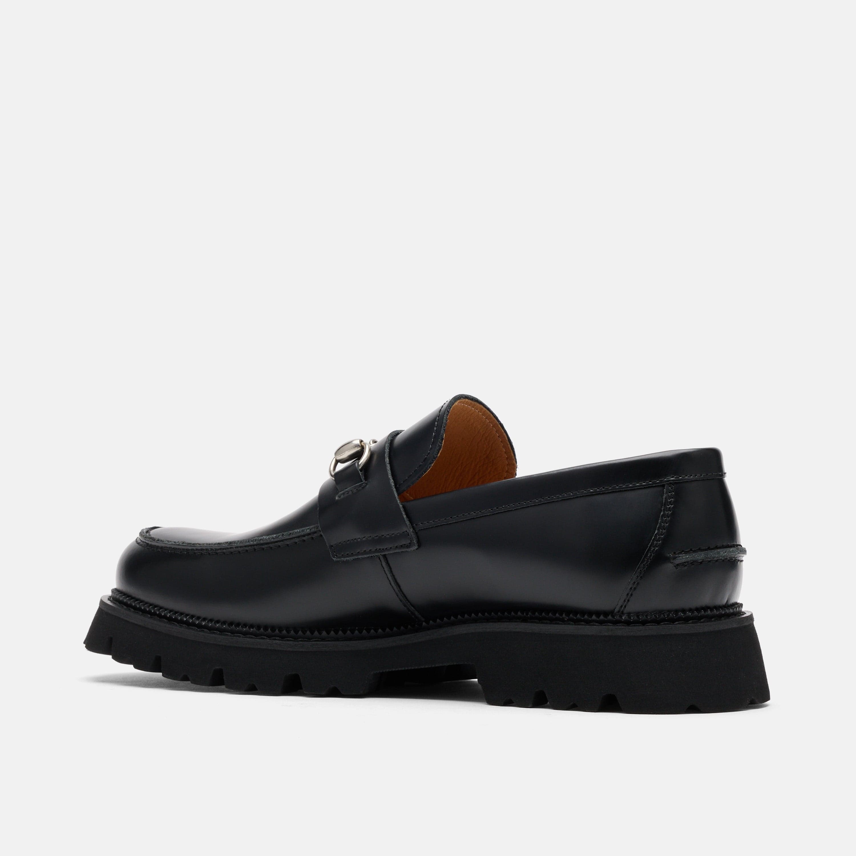 Blake Black Leather Lug Bit Loafers