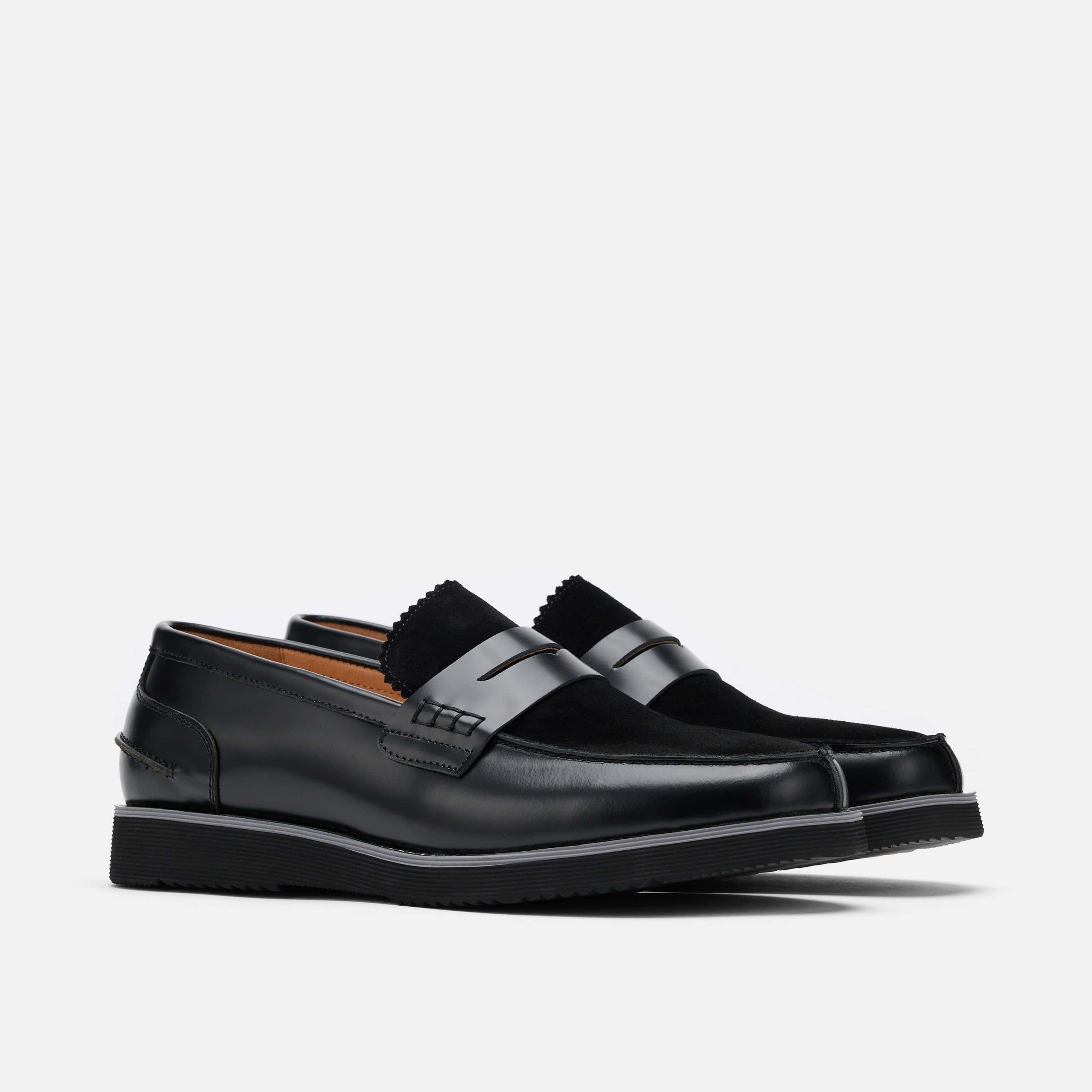 Abe Black Leather Penny Loafers