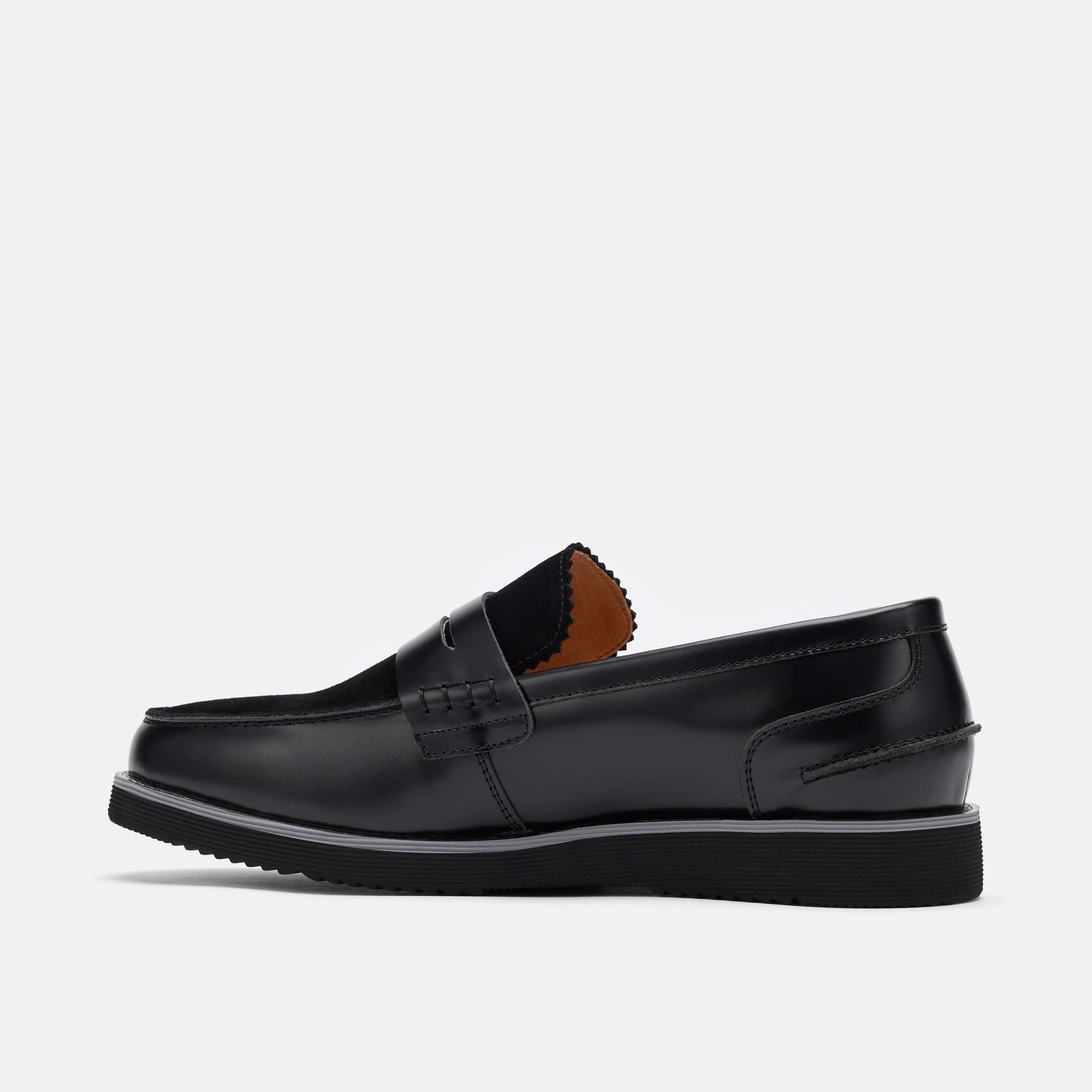 Abe Black Leather Penny Loafers