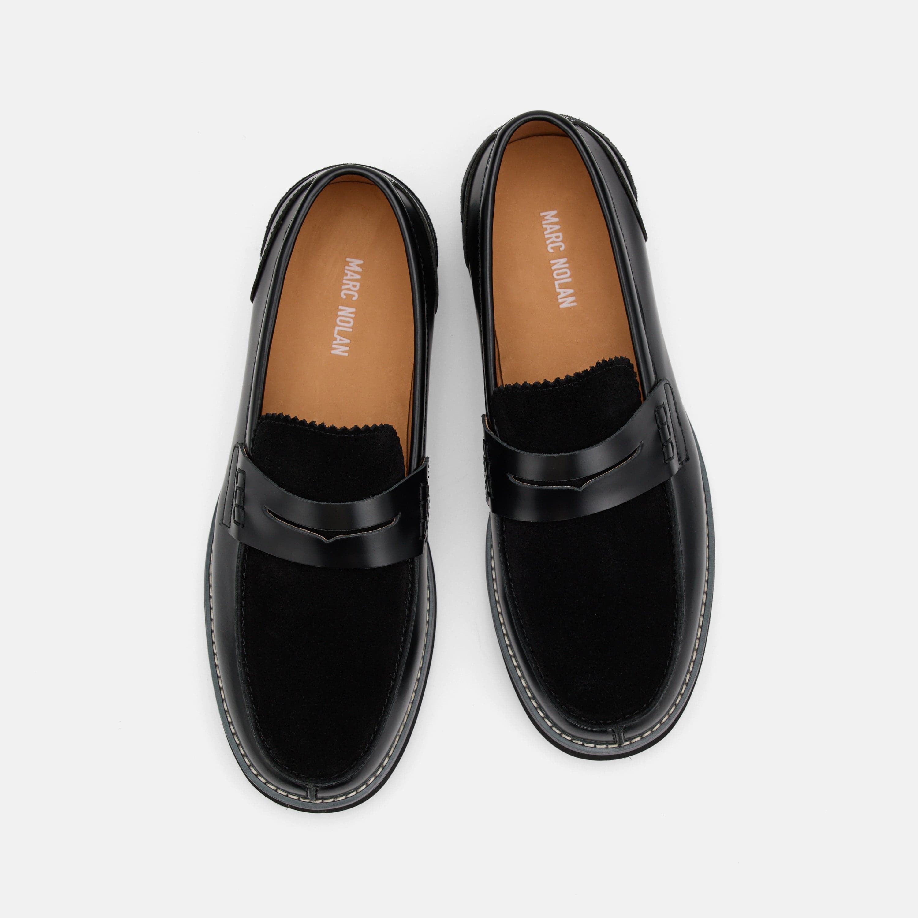 Abe Black Leather Penny Loafers