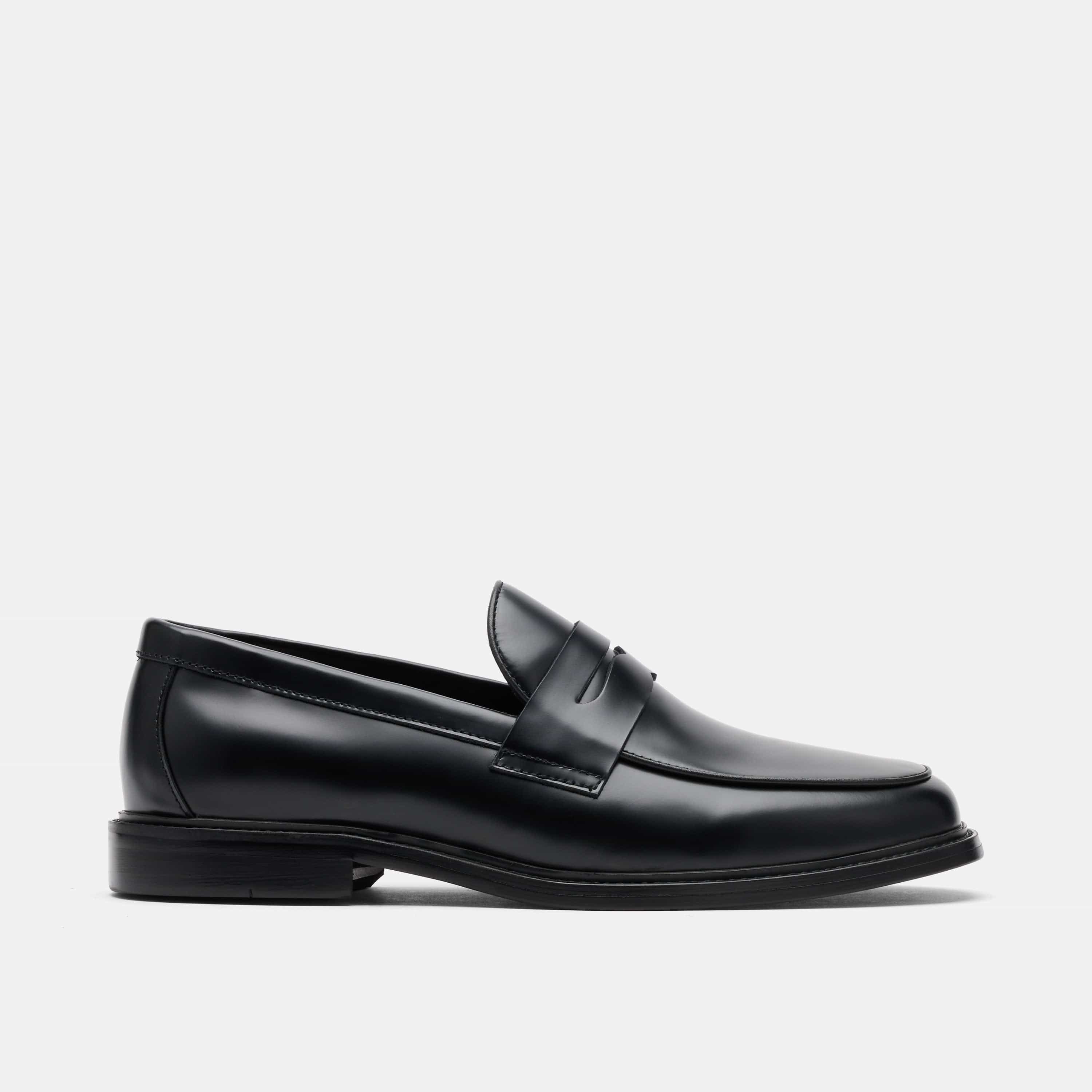 Calum Black Calf Leather Penny Loafers