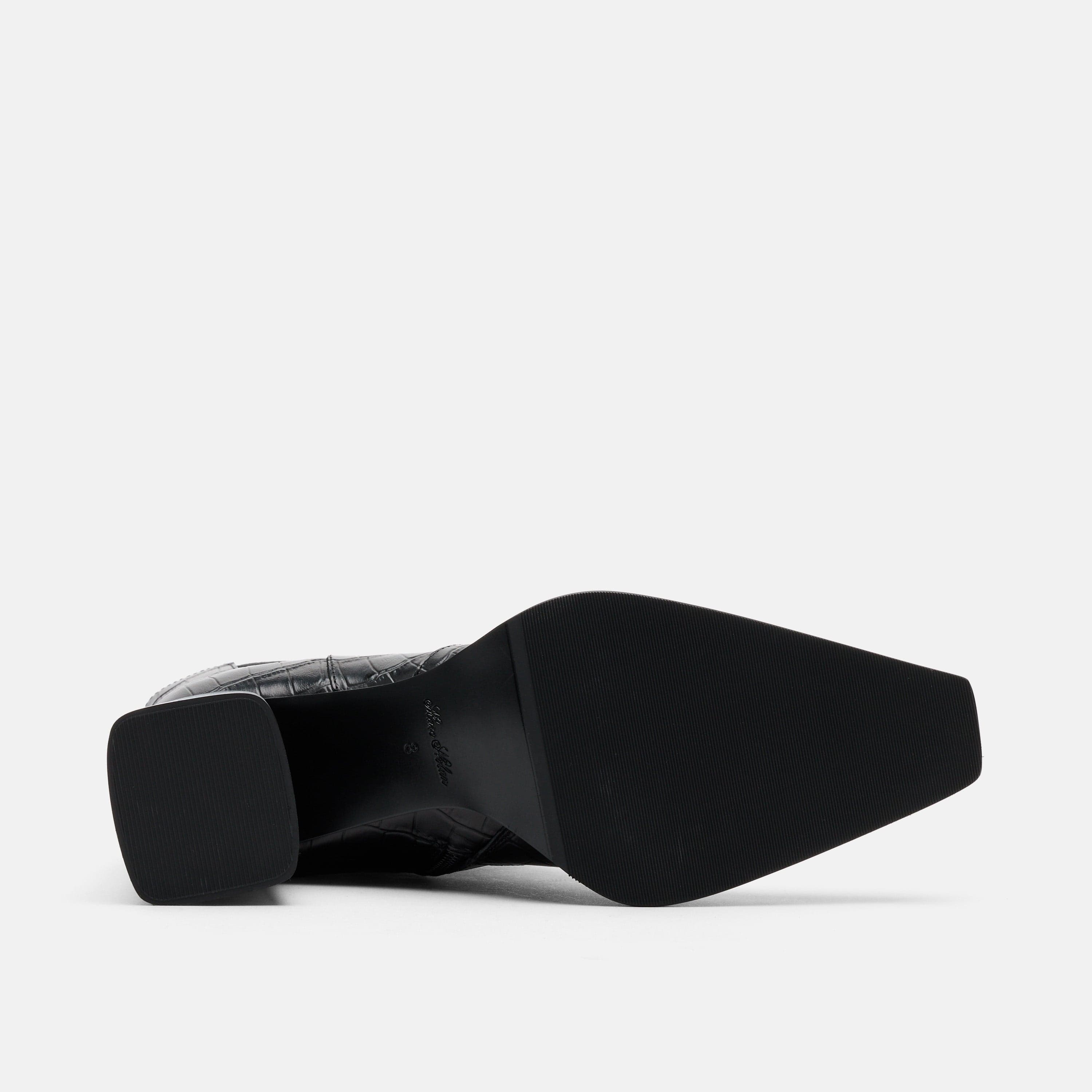 Harper Black Croc Leather Square Toe Chelsea Boots