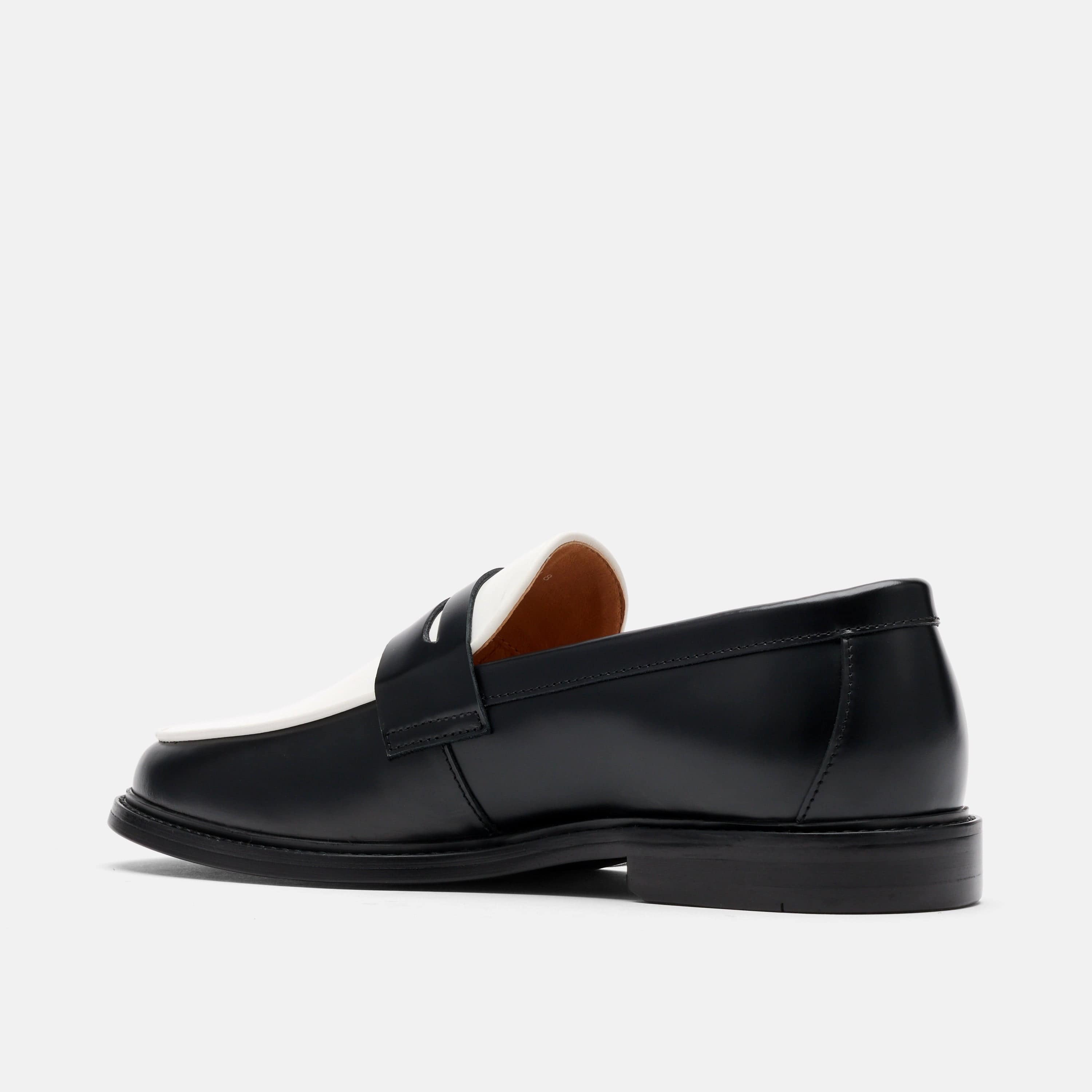 Calum Black/White Calf Leather Penny Loafers
