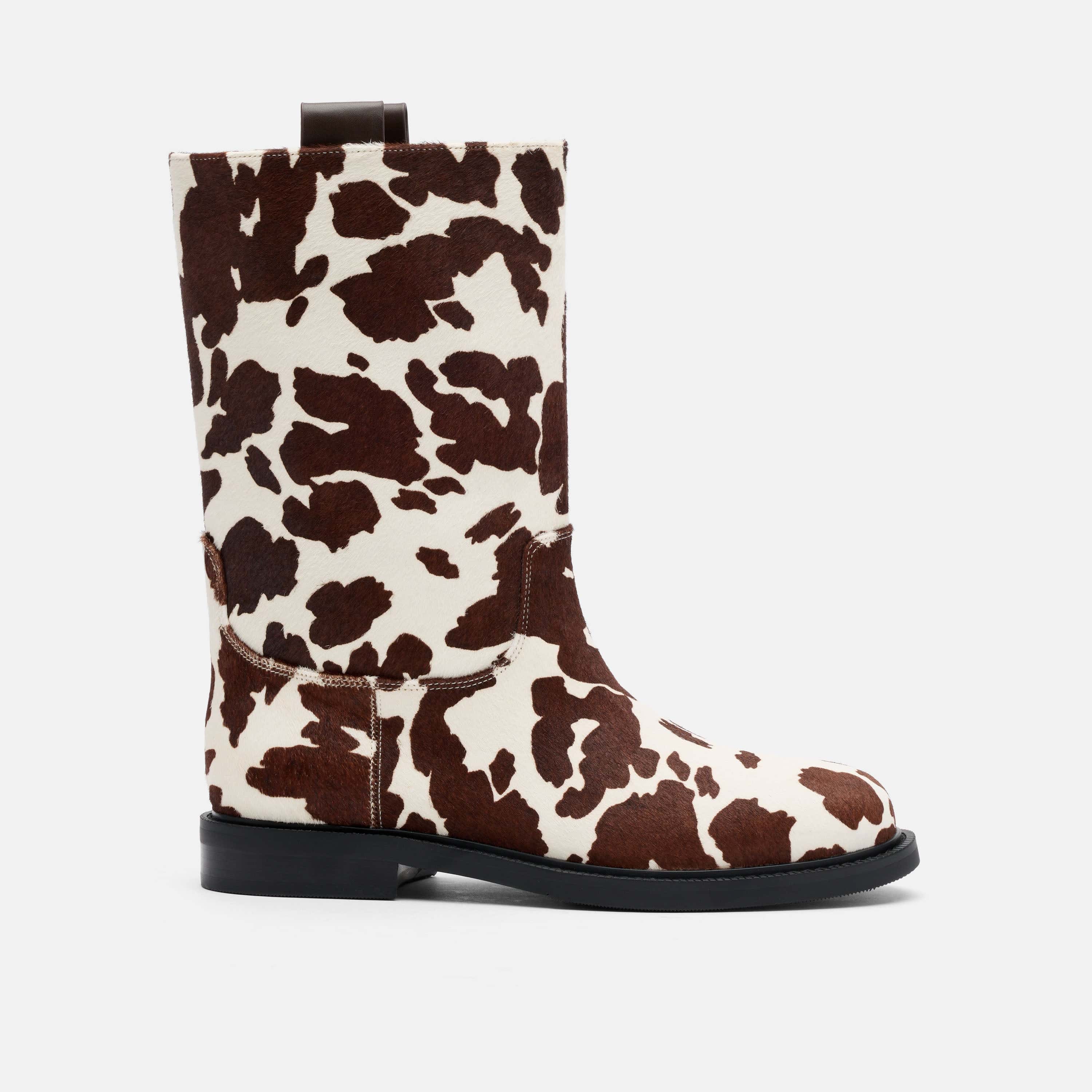 Blair Spotted Cow Pony Hair Mid-Calf Riding Boots