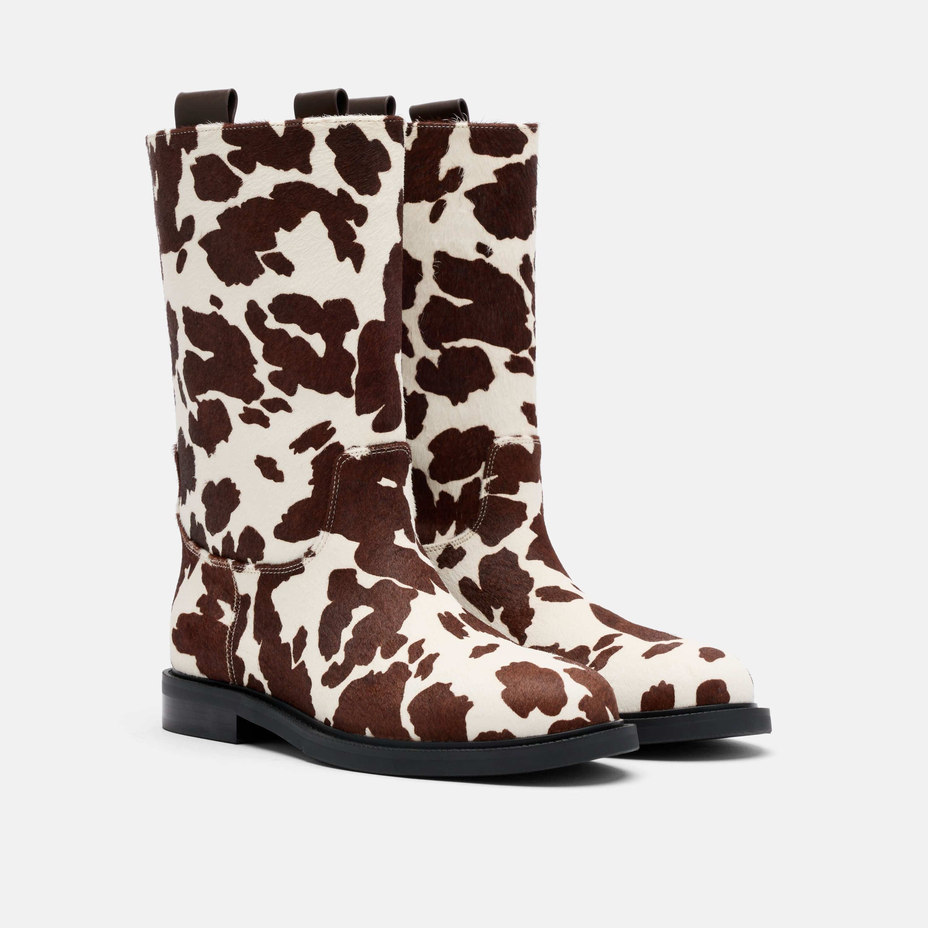 Blair Spotted Cow Pony Hair Mid-Calf Riding Boots