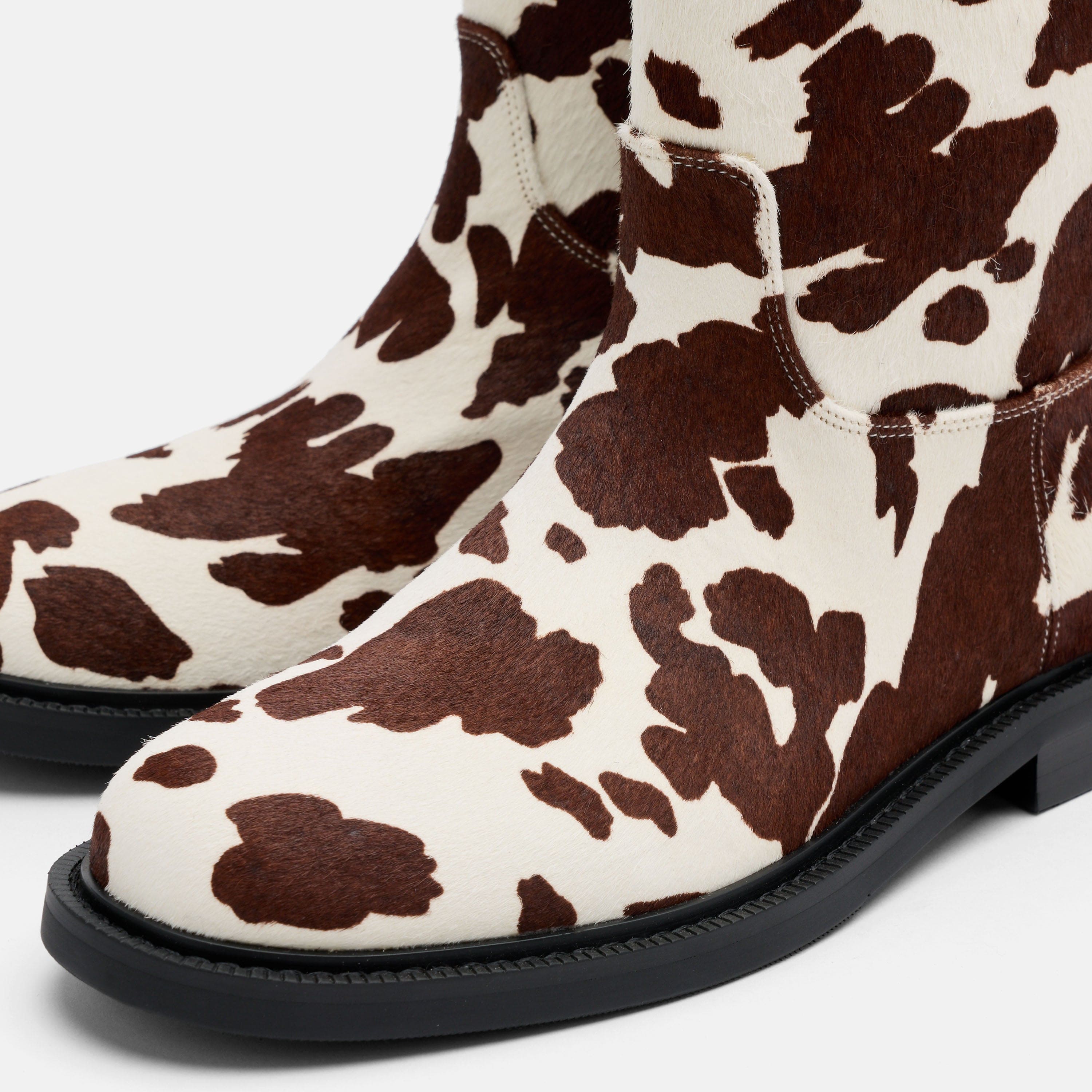 Blair Spotted Cow Pony Hair Mid-Calf Riding Boots