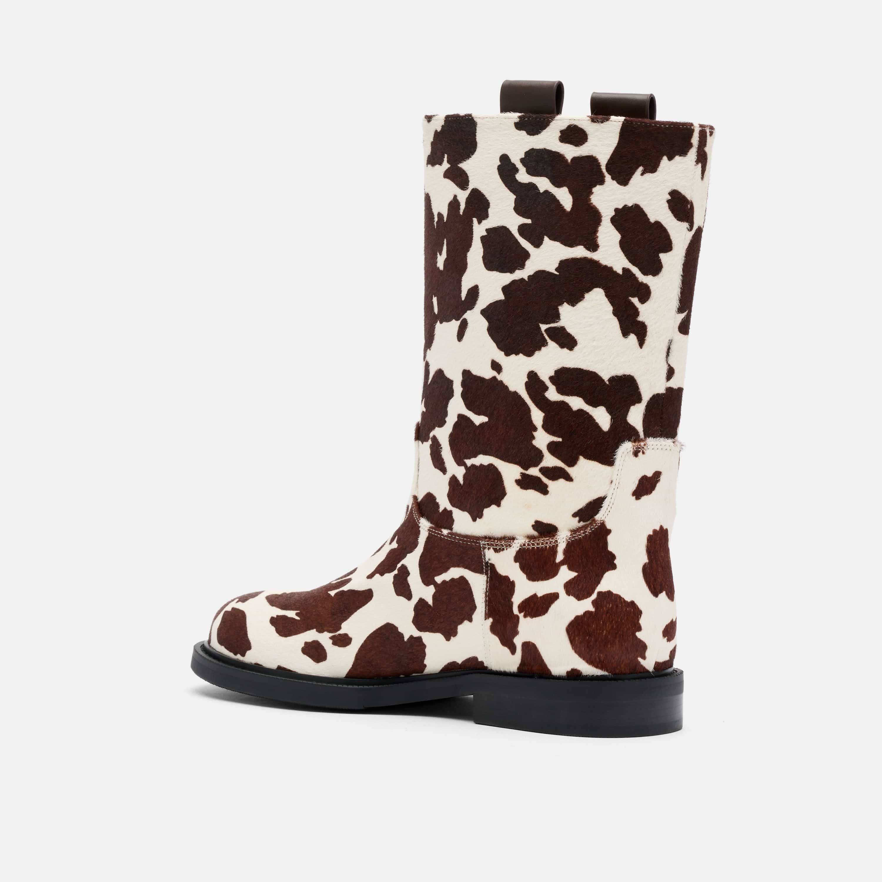 Blair Spotted Cow Pony Hair Mid-Calf Riding Boots