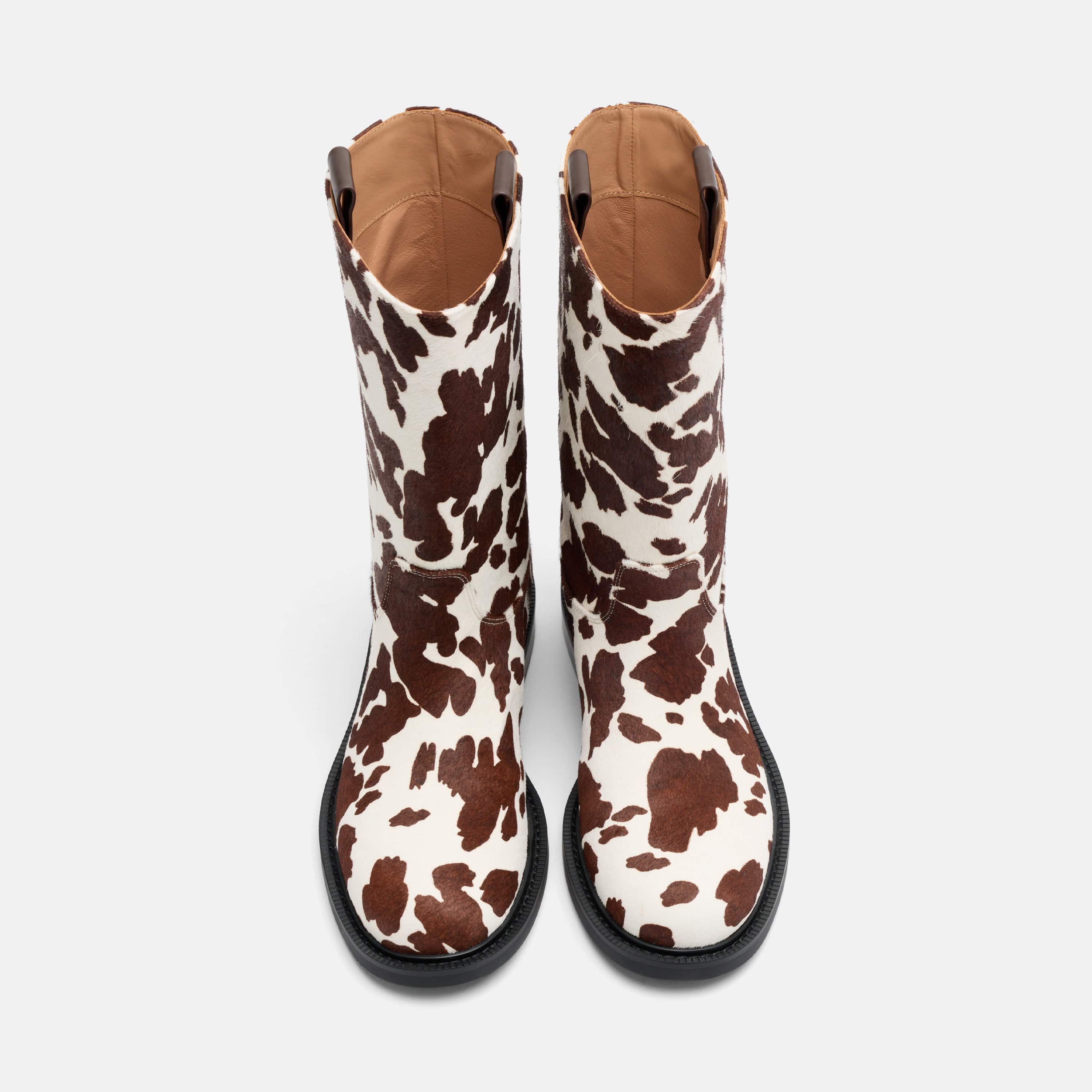 Blair Spotted Cow Pony Hair Mid-Calf Riding Boots