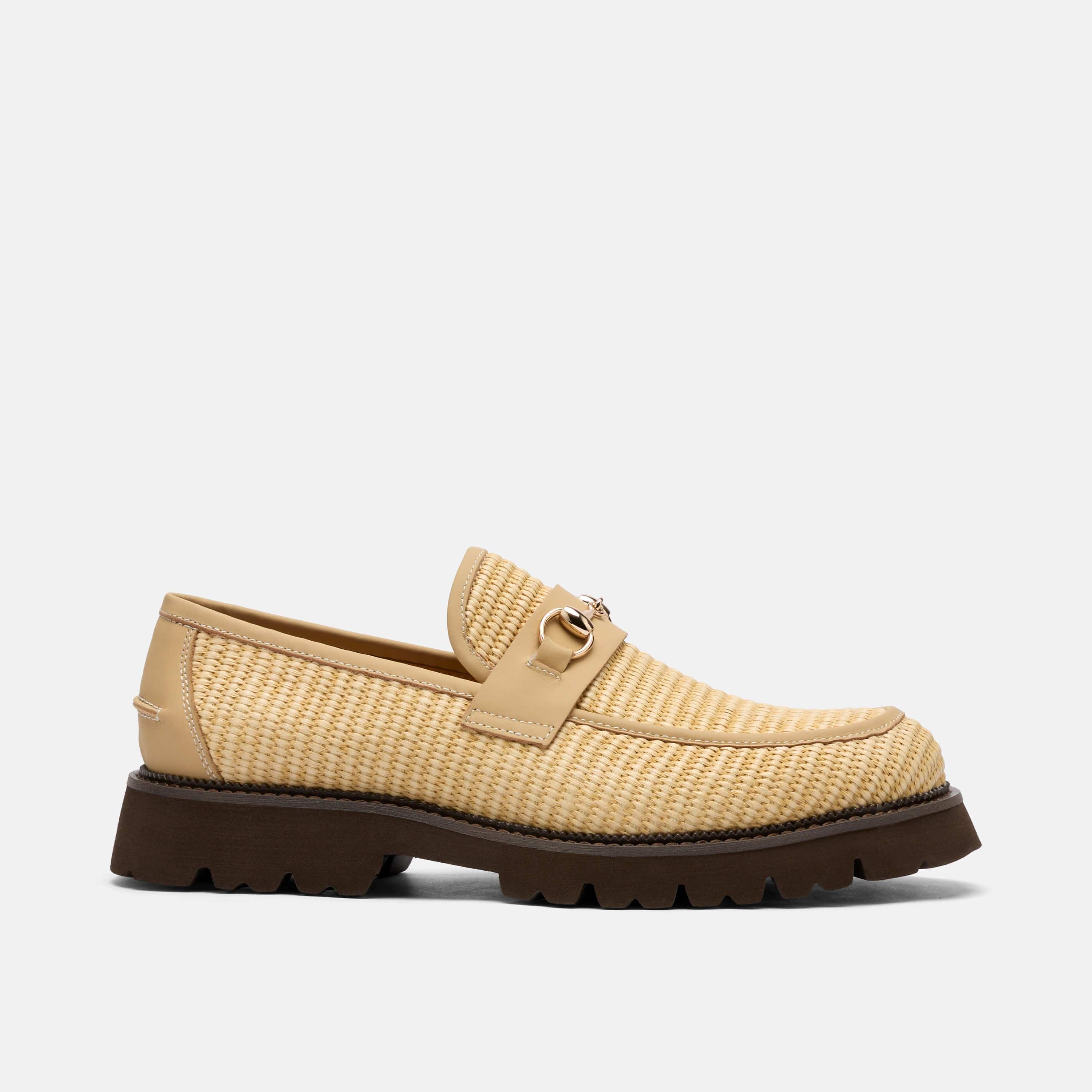 Blake Tan Raffia Lug Bit Loafers