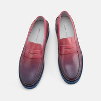Adler Blue Purple Patent Leather Lug Sole Penny Loafers