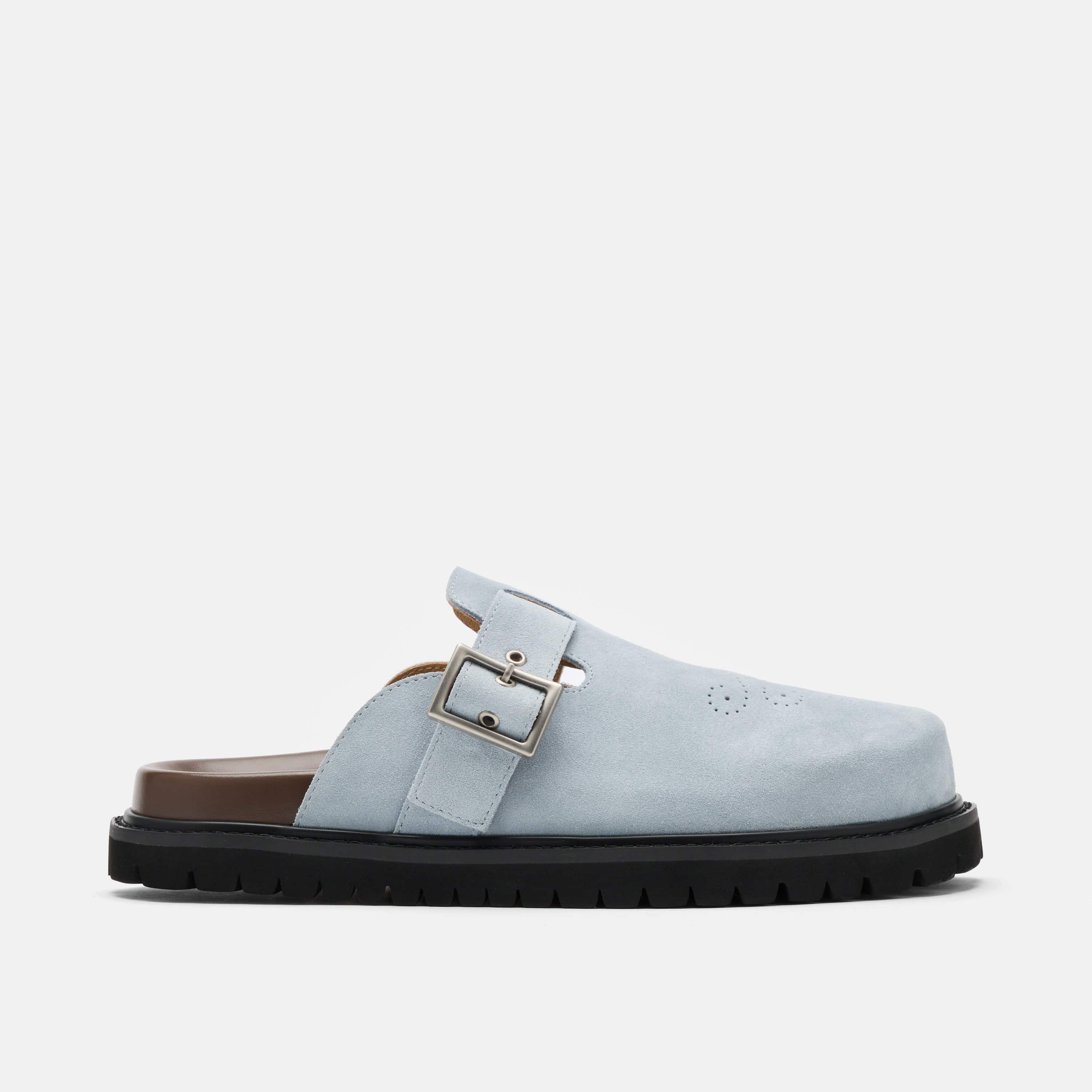 Shiloh Dusty Blue Suede Clogs