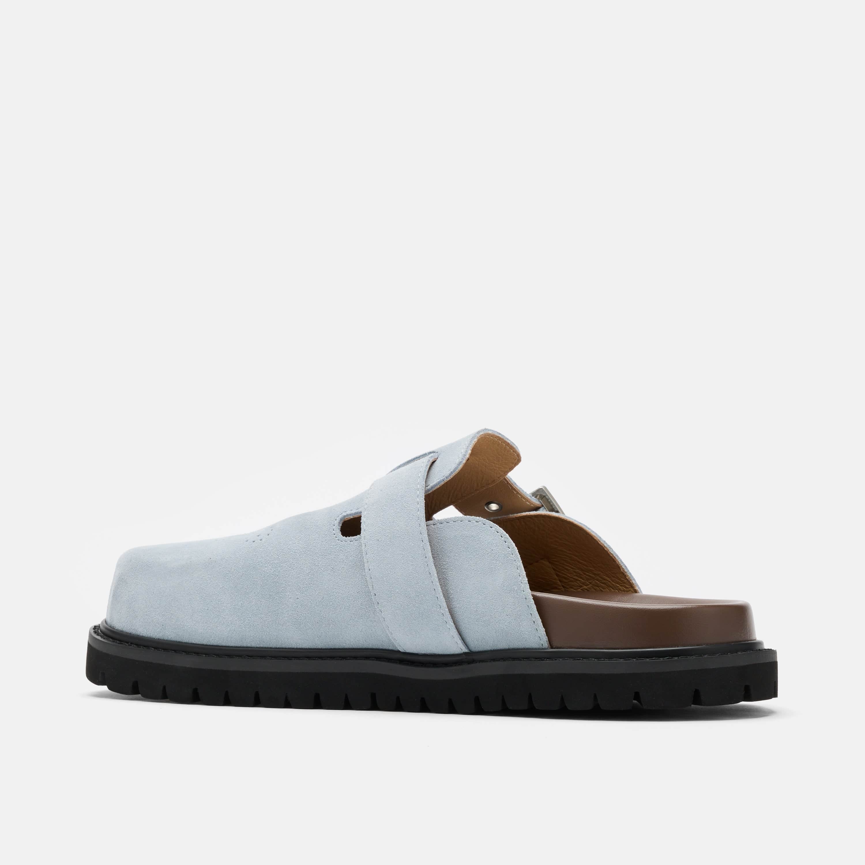 Shiloh Dusty Blue Suede Clogs