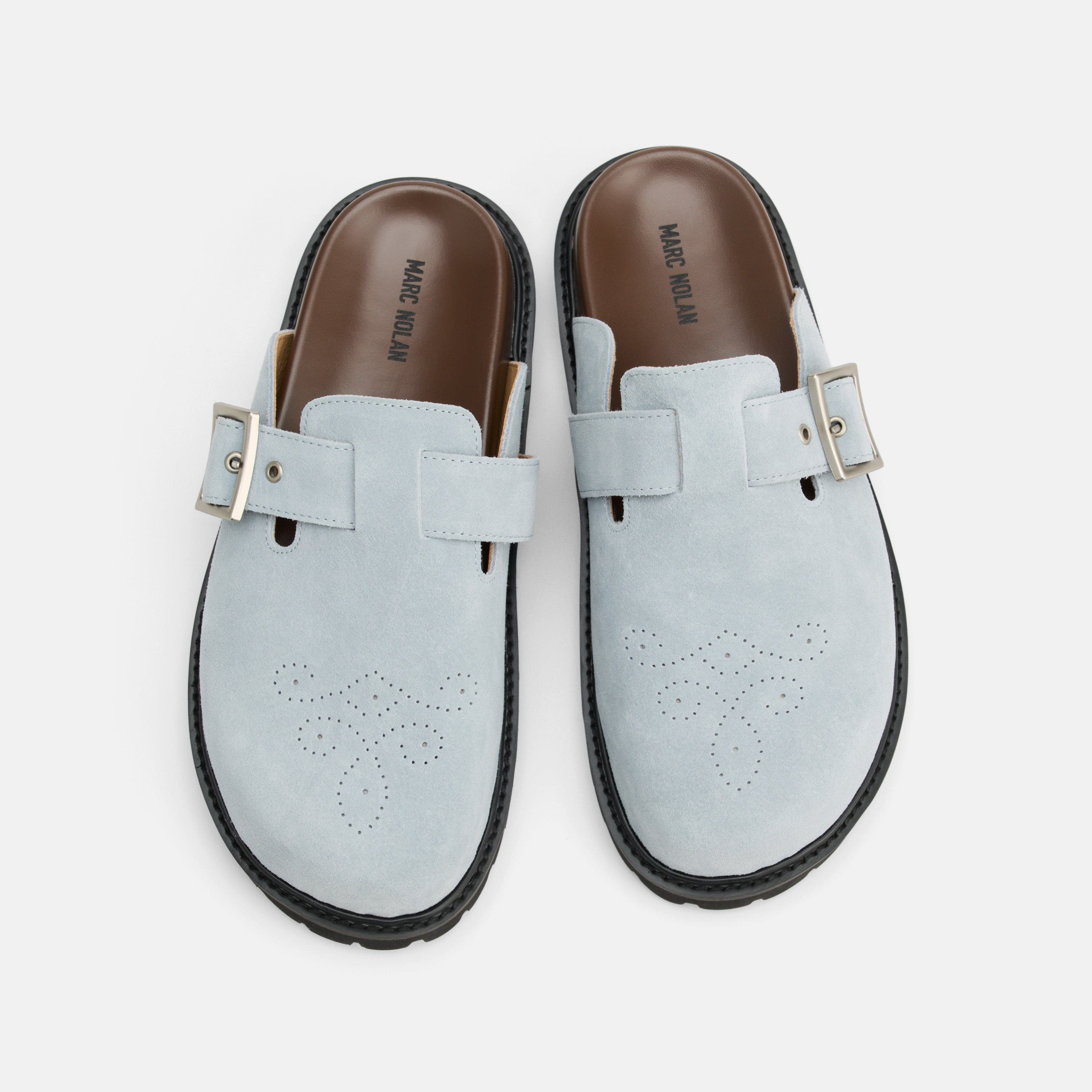 Shiloh Dusty Blue Suede Clogs
