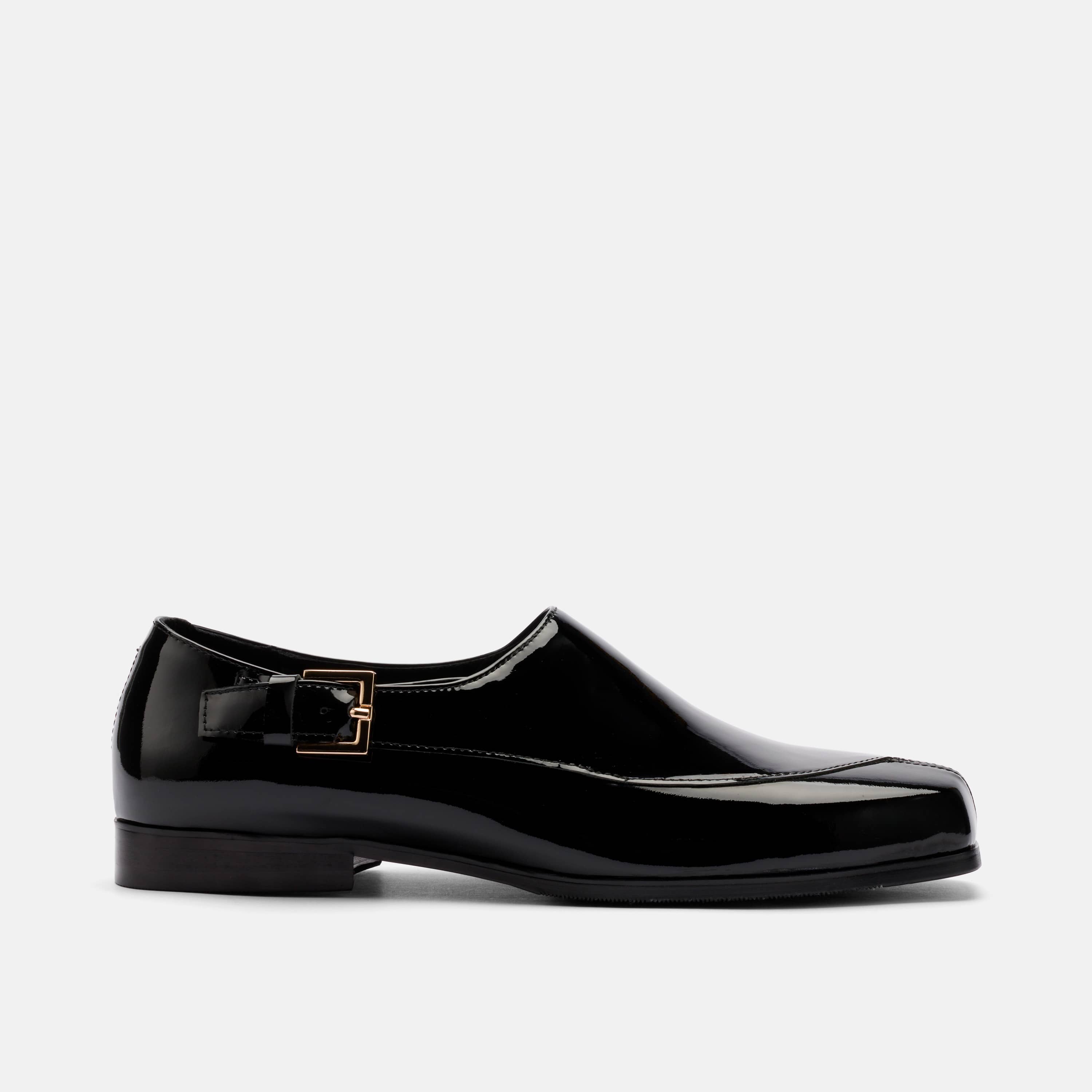 Bond Black Patent Leather Monk Strap Shoe