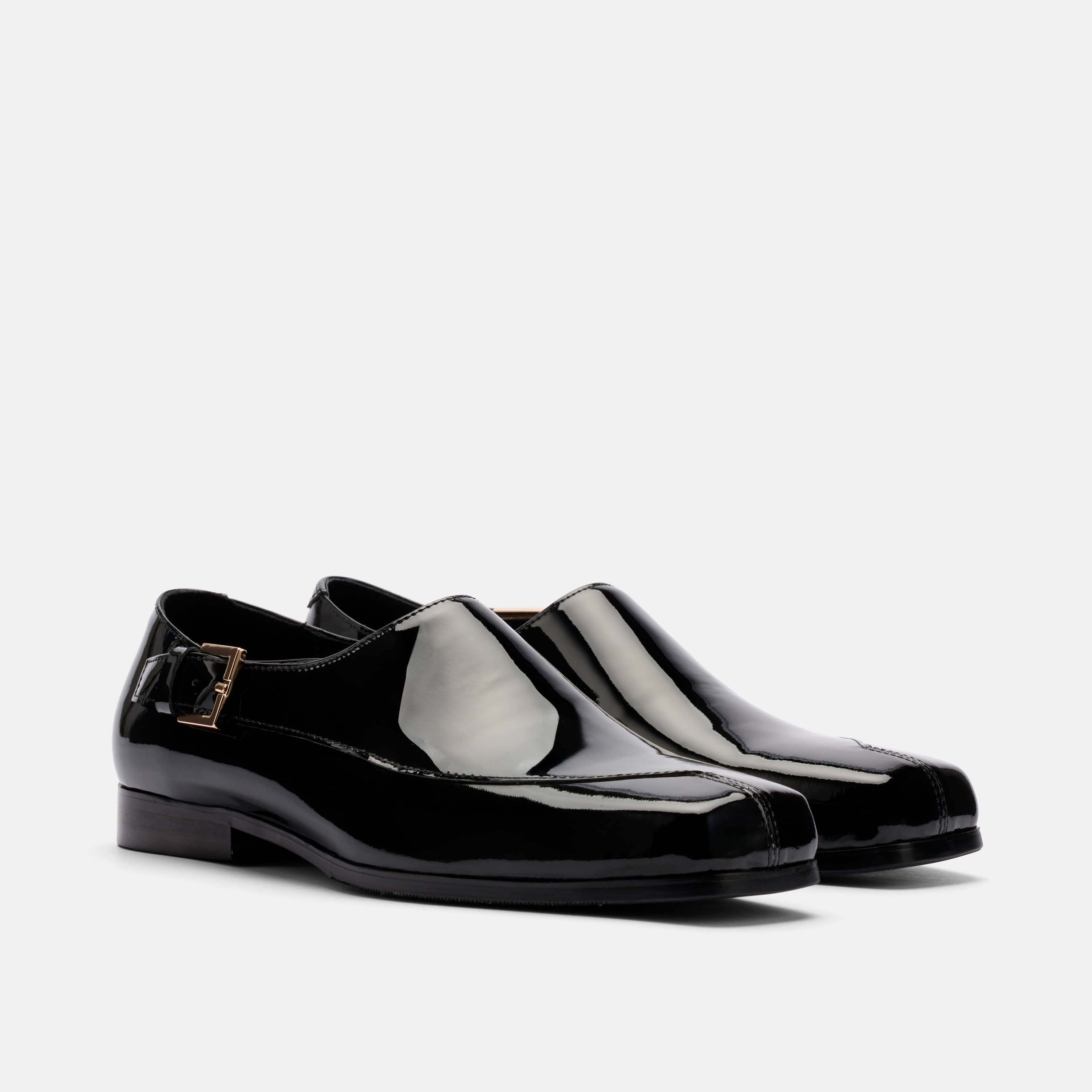 Bond Black Patent Leather Monk Strap Shoe