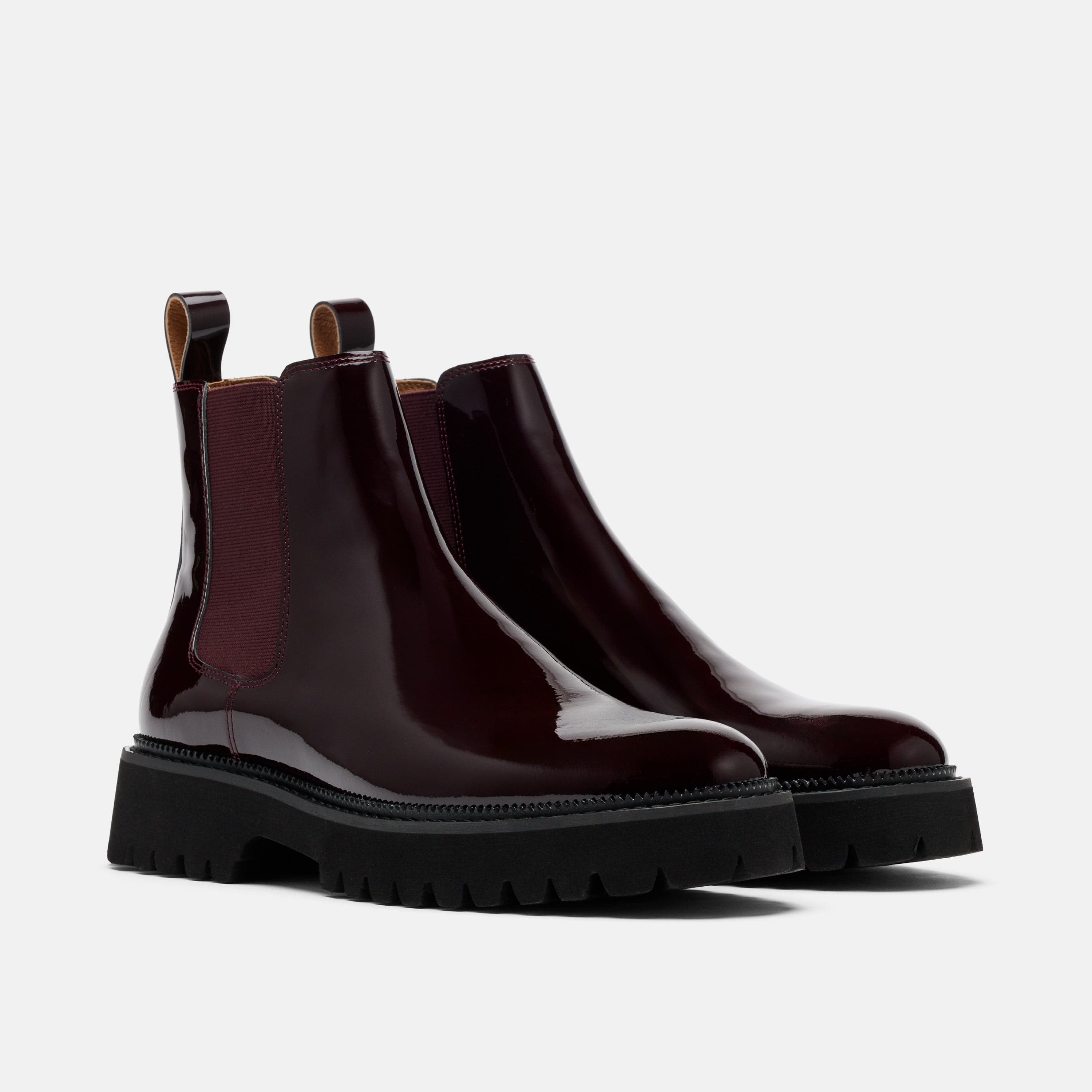 Dax Burgundy Patent Leather Chelsea Boots