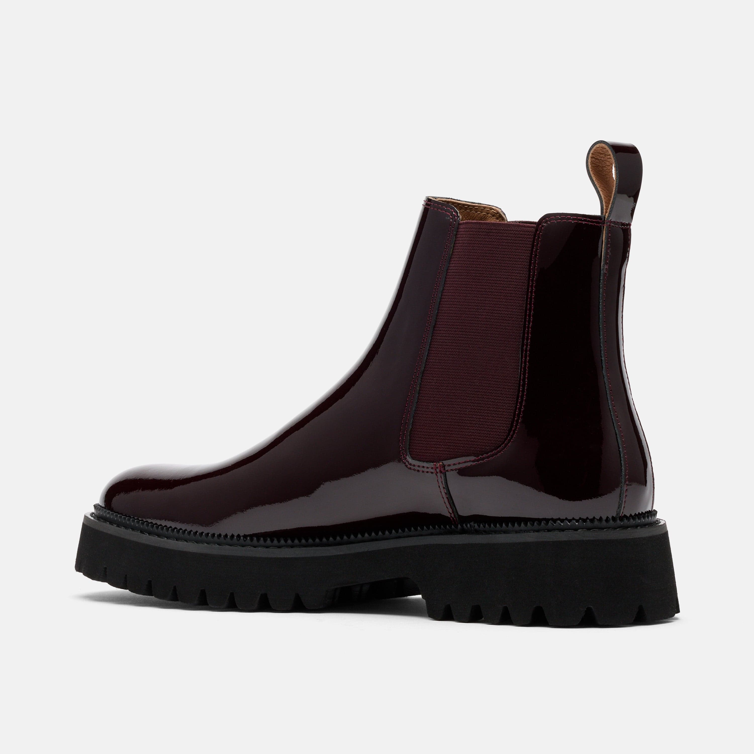 Dax Burgundy Patent Leather Chelsea Boots