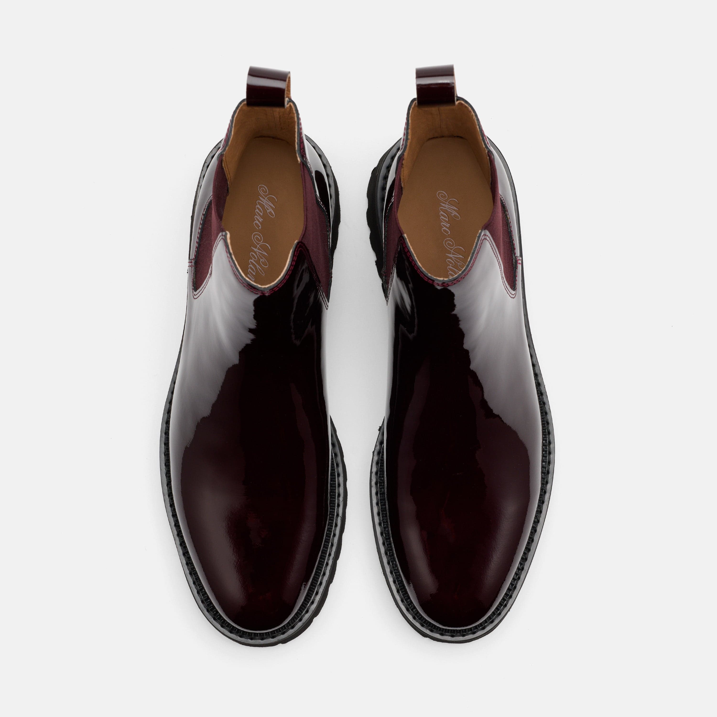 Dax Burgundy Patent Leather Chelsea Boots