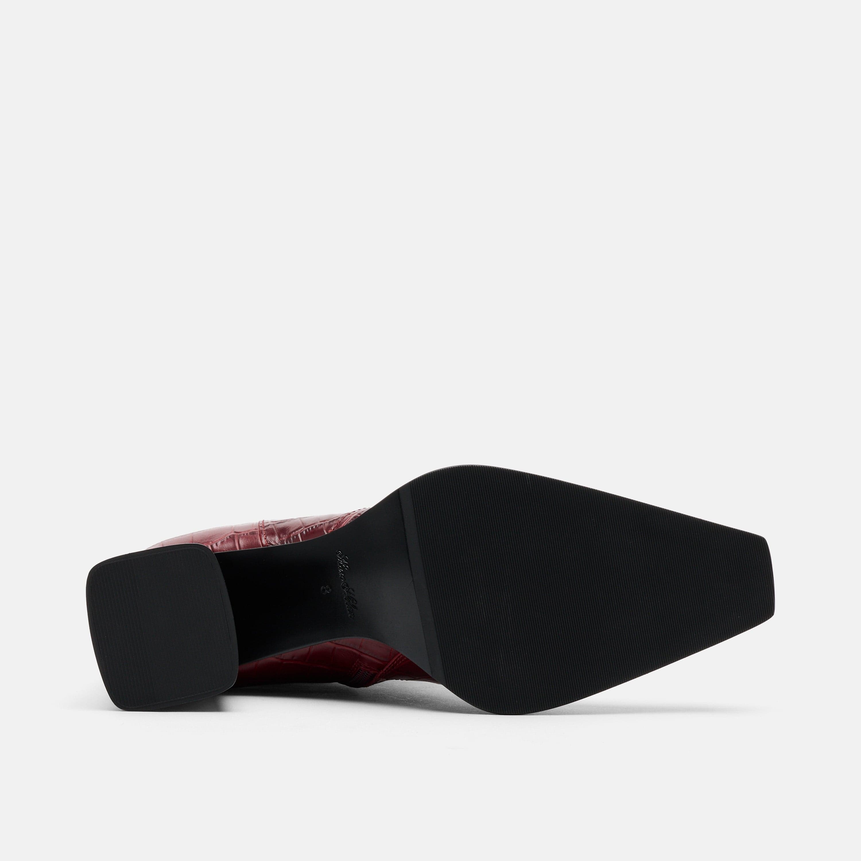 Harper Burgundy Croc Leather Square Toe Chelsea Boots