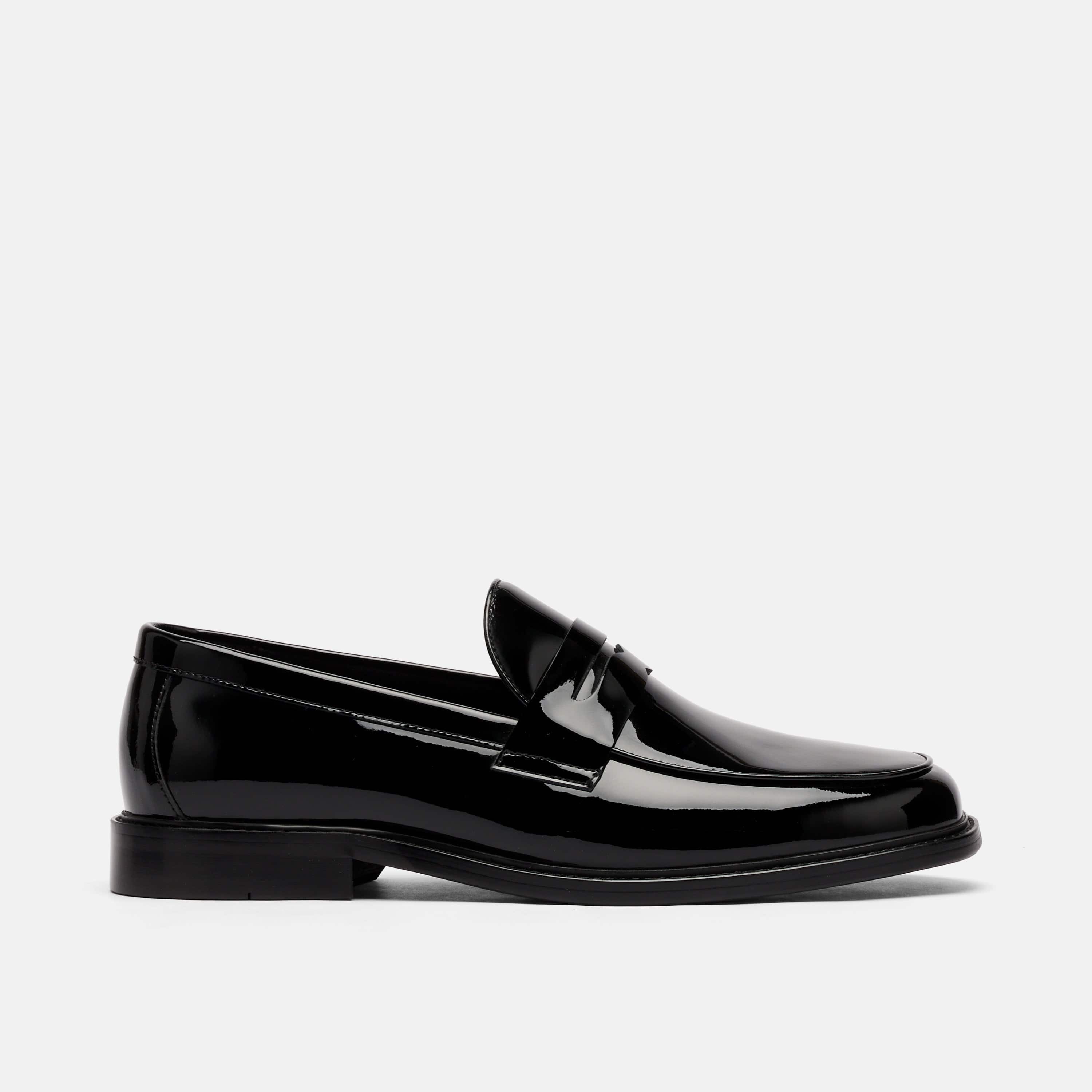 Calum Black Patent Leather Penny Loafers