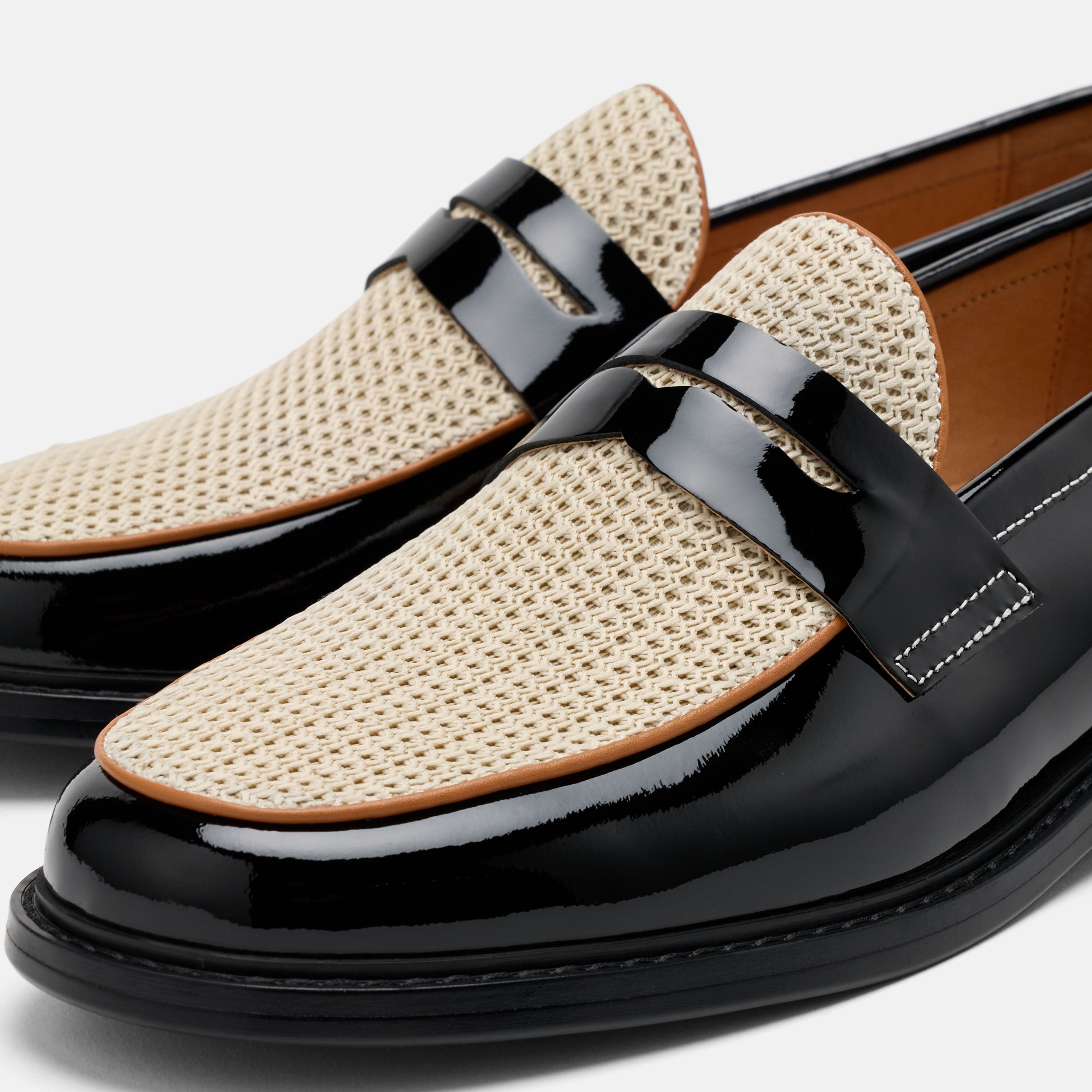 Calum Black/White Leather Penny Loafers