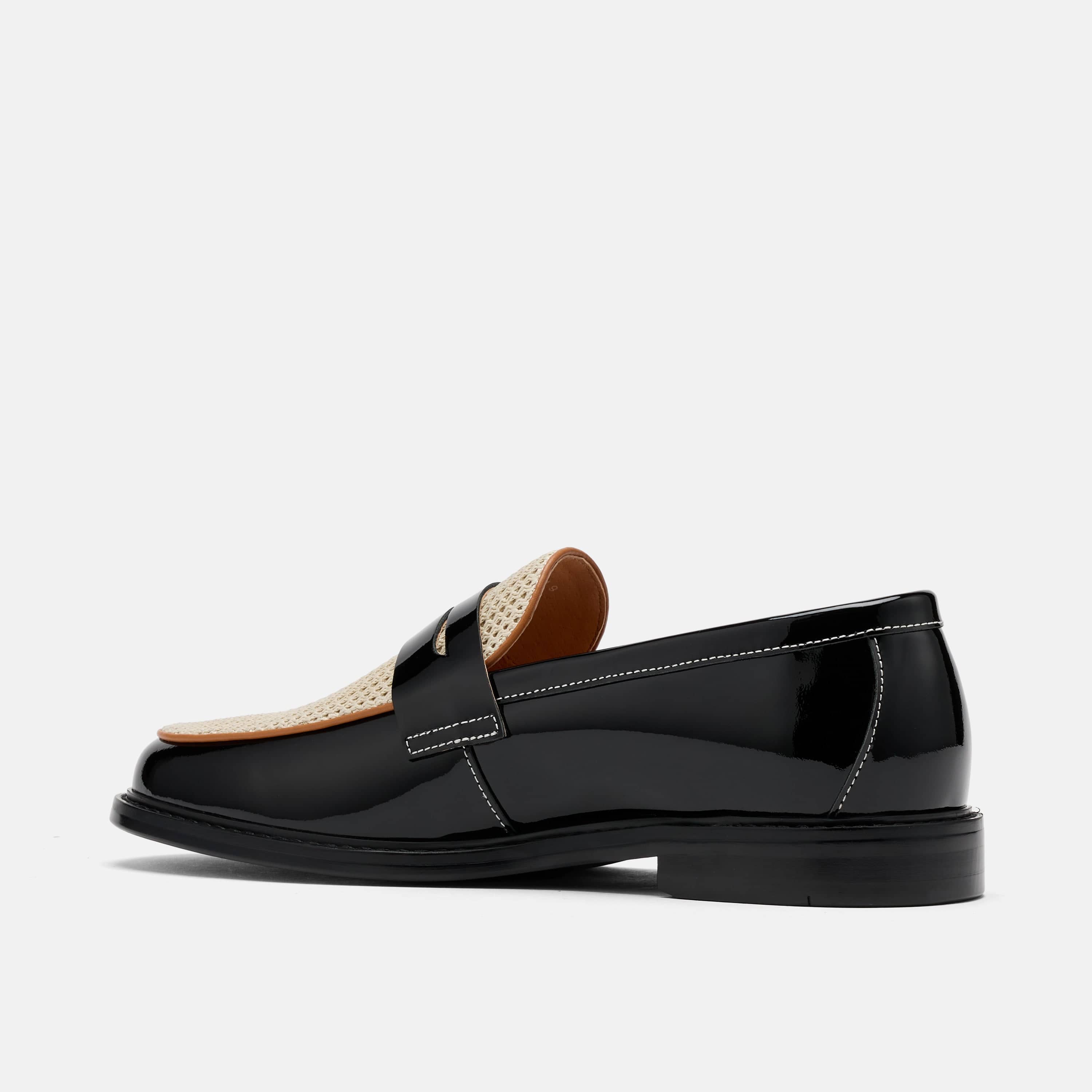 Calum Black/White Leather Penny Loafers