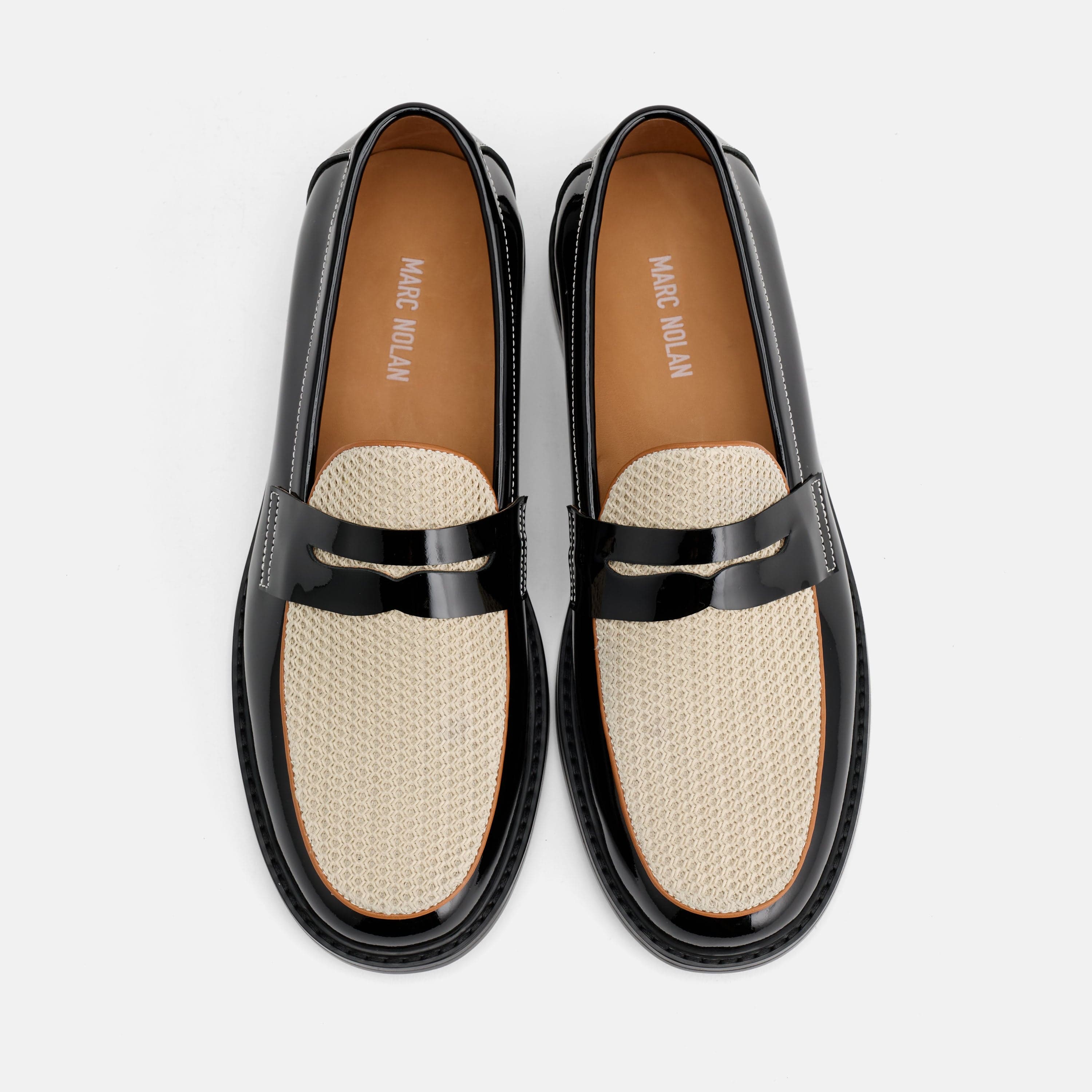 Calum Black/White Leather Penny Loafers