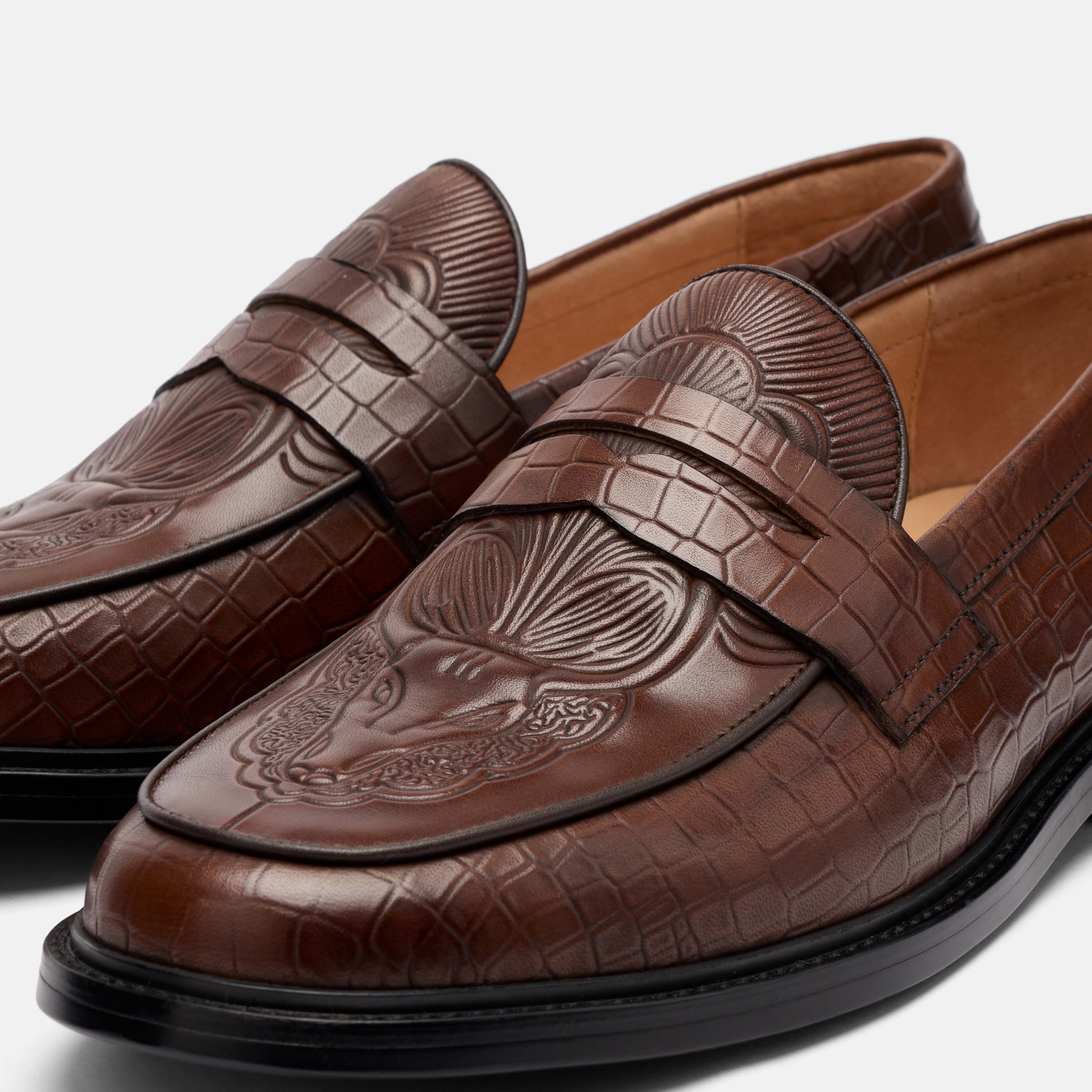 Calum Brown Bull Leather Penny Loafers