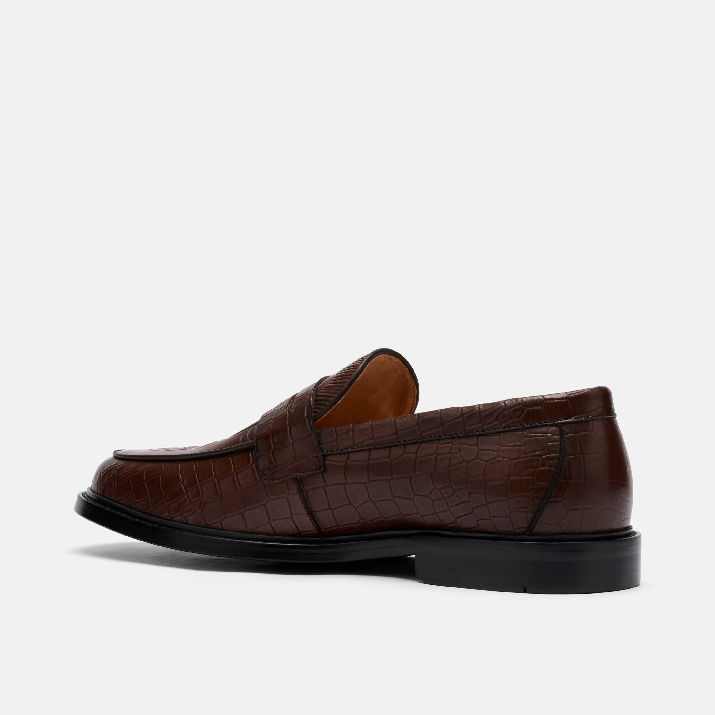 Calum Brown Bull Leather Penny Loafers