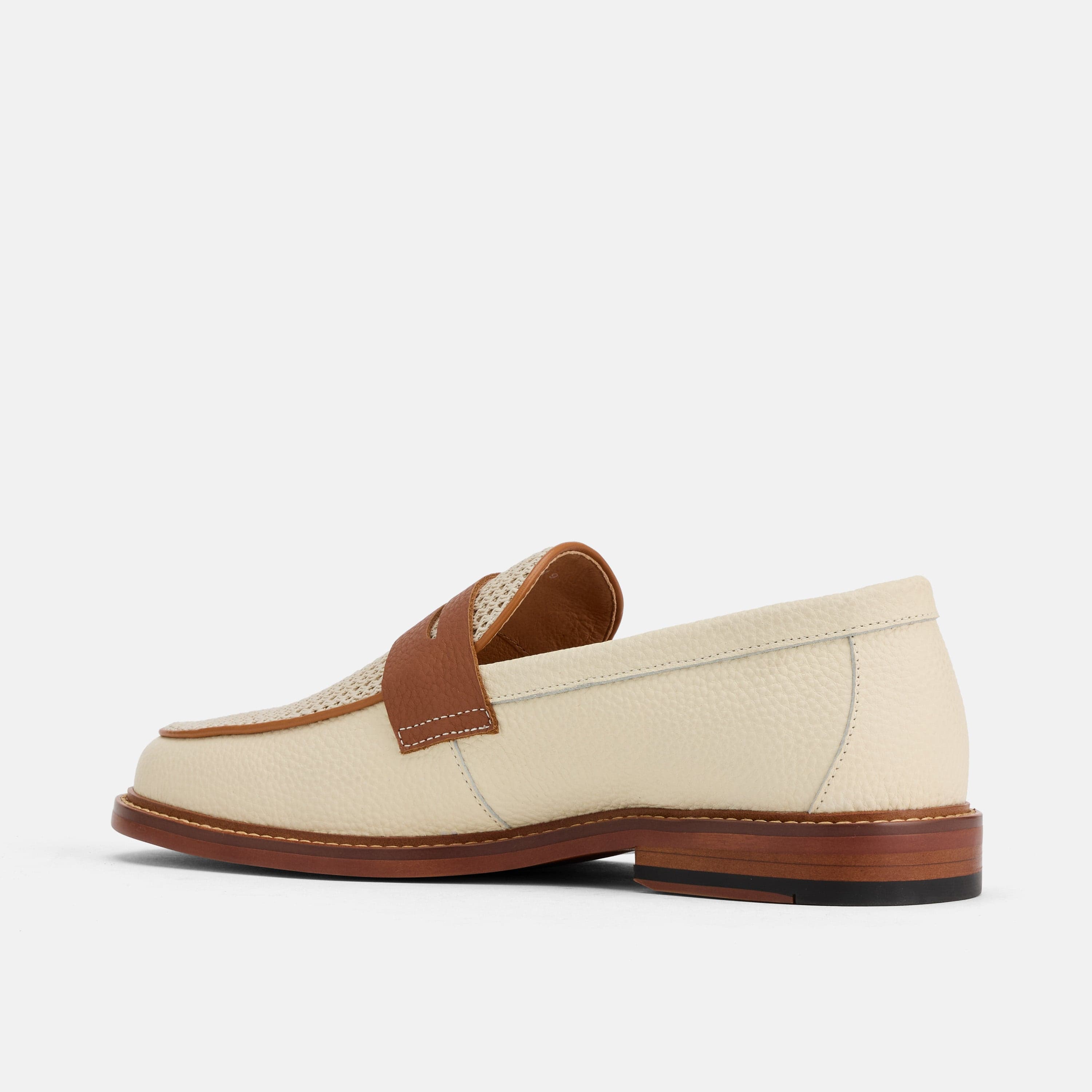 Calum Cream Leather Penny Loafers