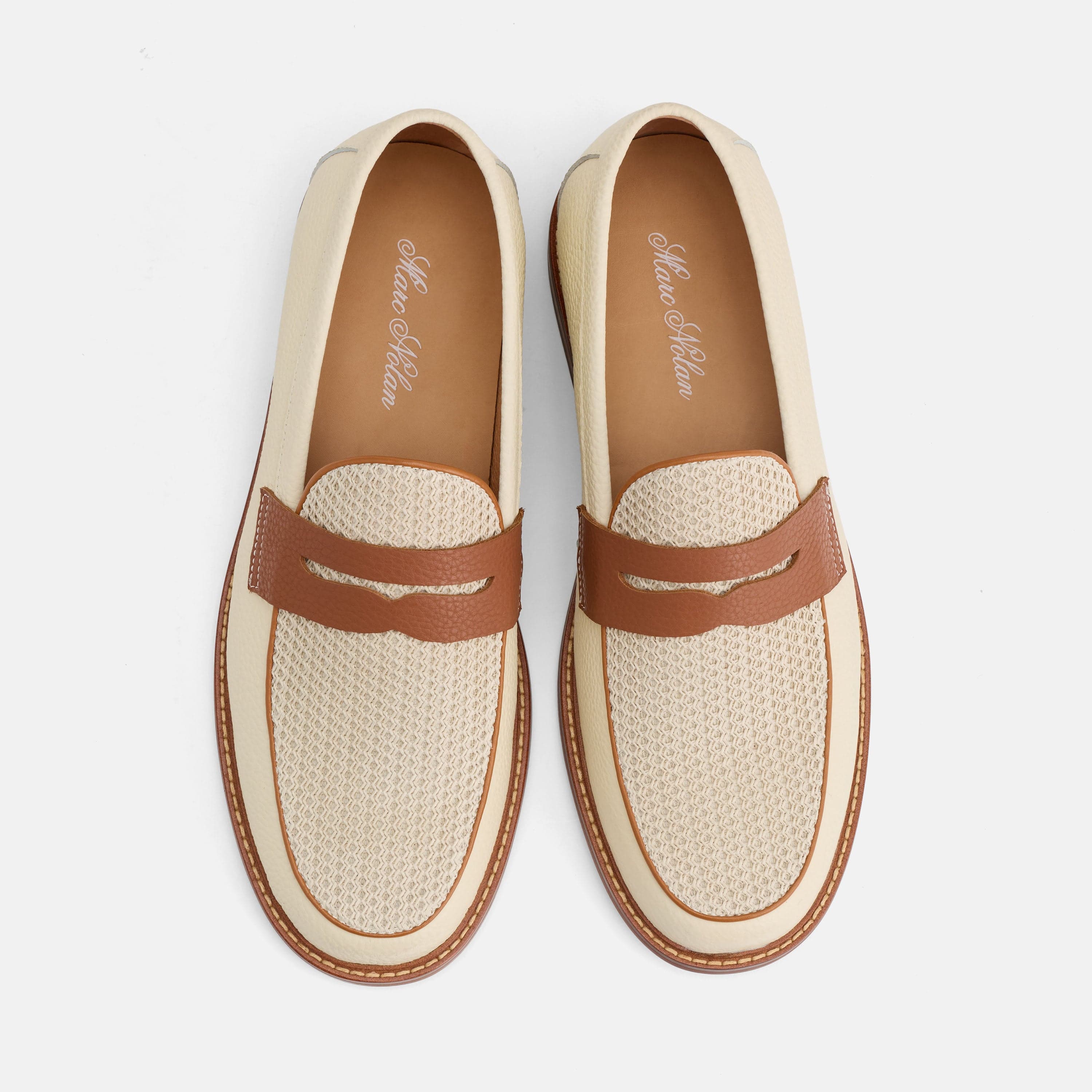Calum Cream Leather Penny Loafers