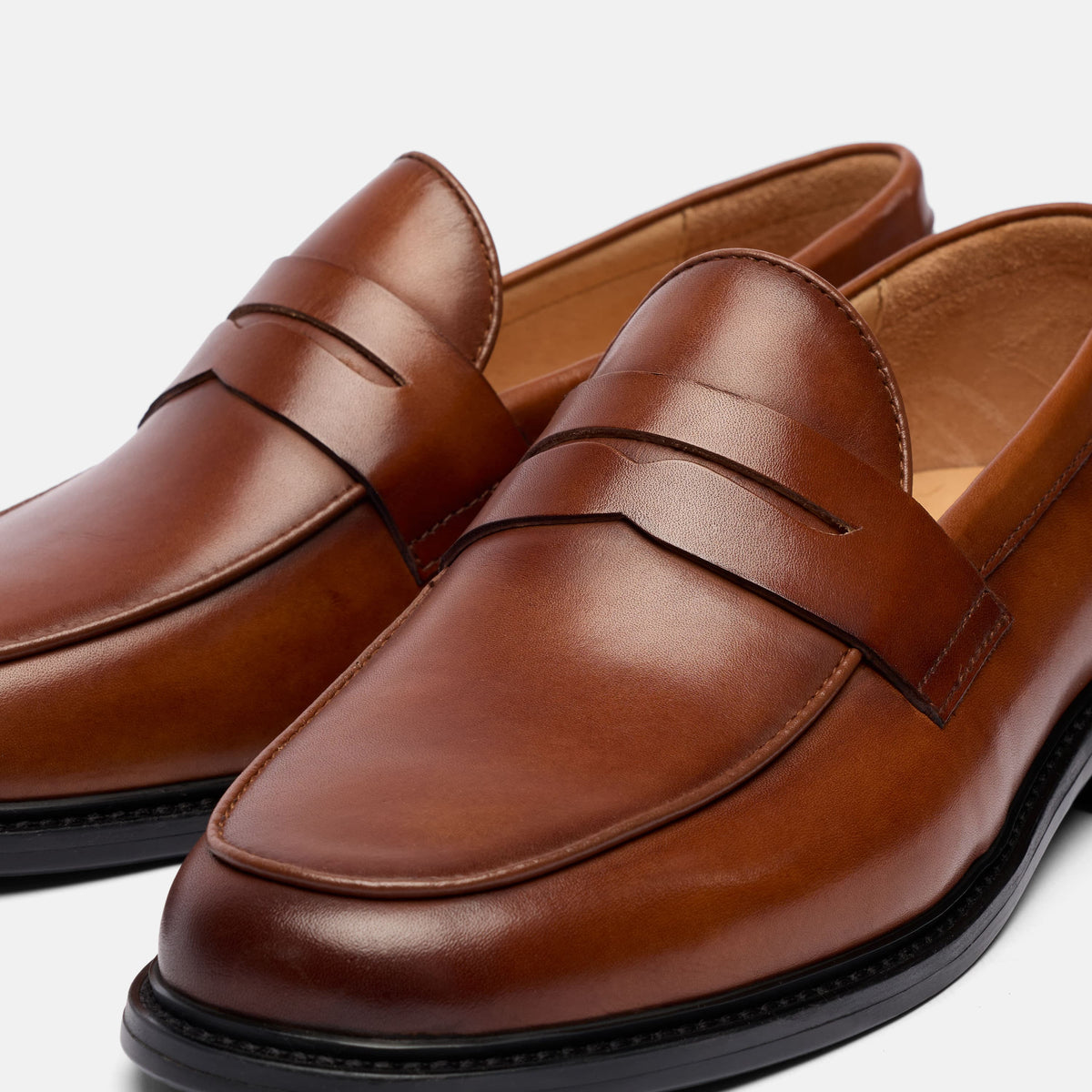 Calum Mahogany Leather Penny Loafers