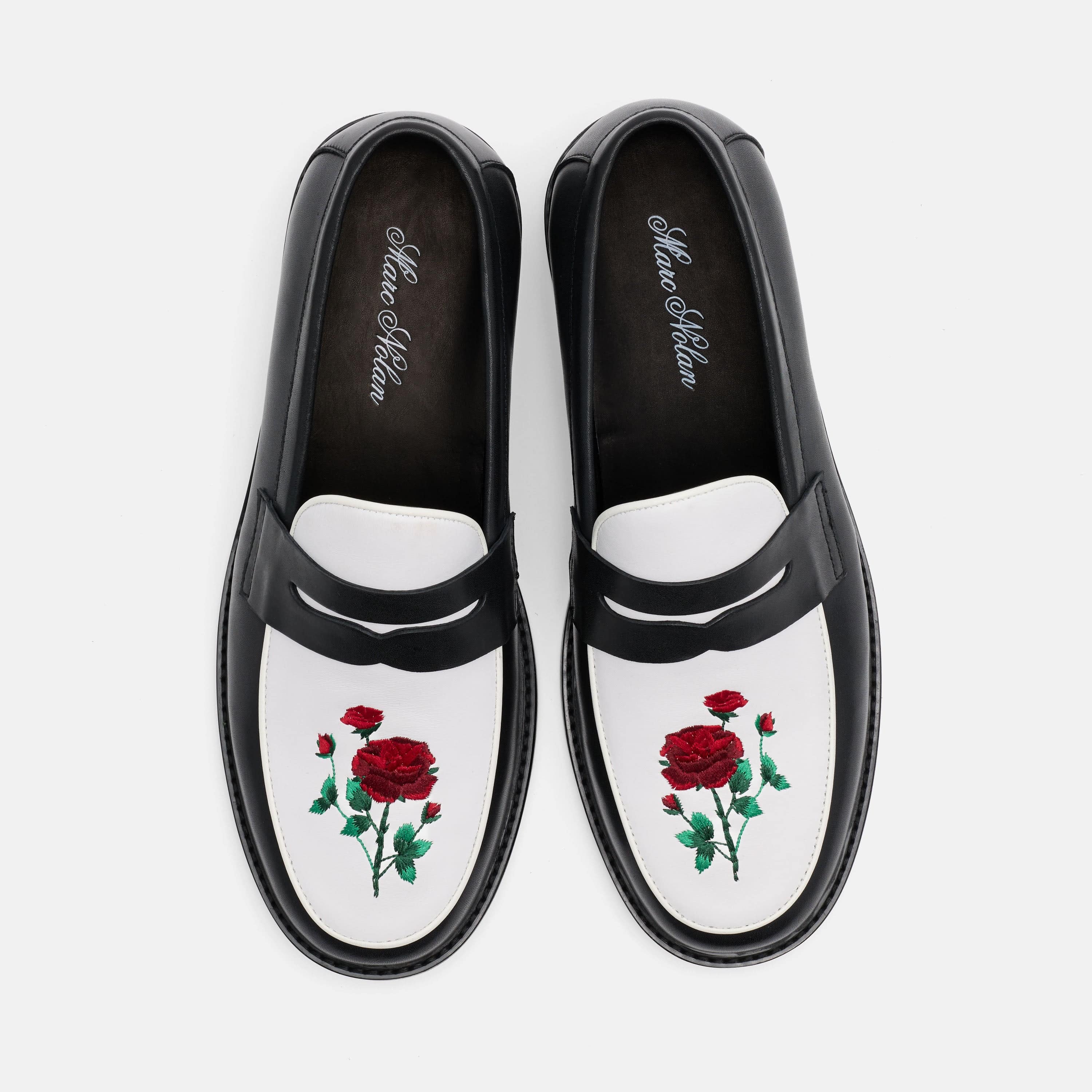 Calum Red Rose Leather Penny Loafers